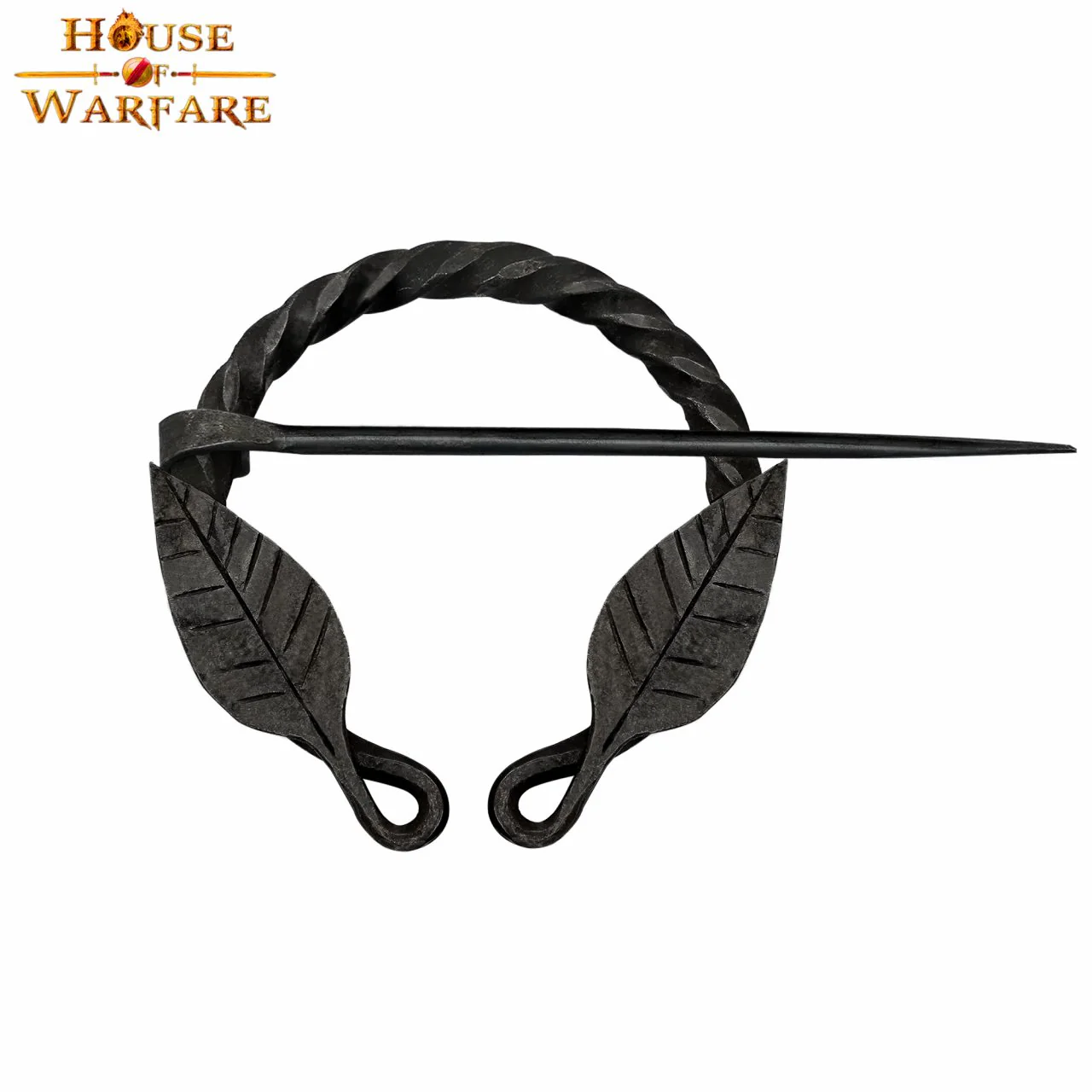 Alfiler de Capa Medieval de Hierro Forjado a Mano con Motivo de Hojas - Broche de Fíbula Estilo Vikingo - Image 10