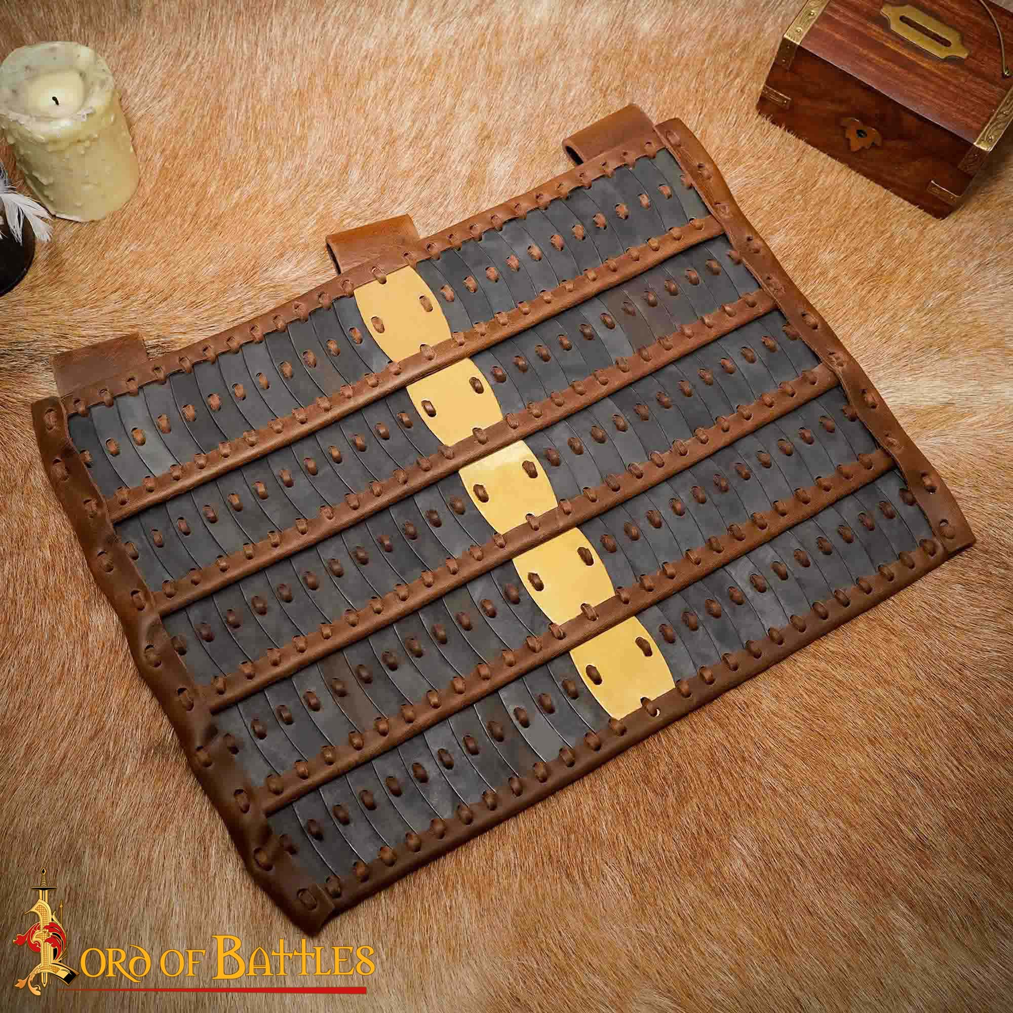 Armadura Medieval de Faldón Lamelar - Placas de Acero Calibre 20 con Refuerzo de Cuero - Protección de Cadera de Guerrero