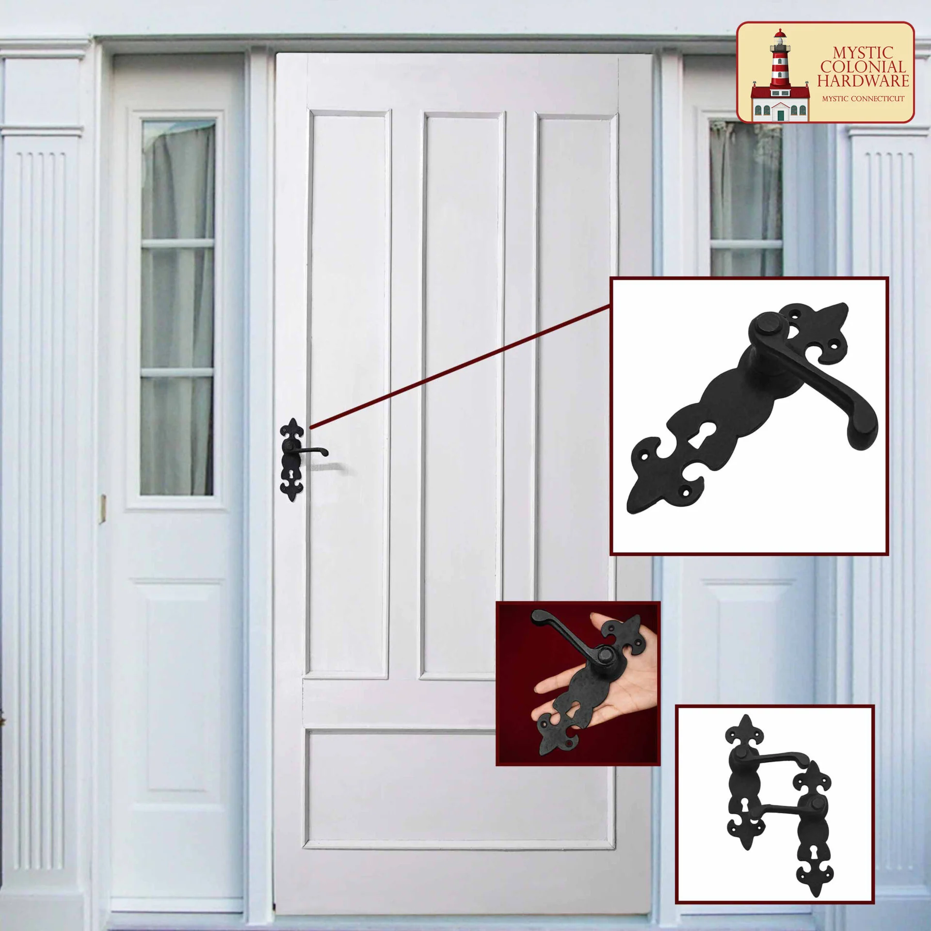 Black Hardware Hierro Grande Juego de Entrada Completo con Juego de Puerta de Palanca Portofino: Tamaño: 7.5" X 2" - Image 6