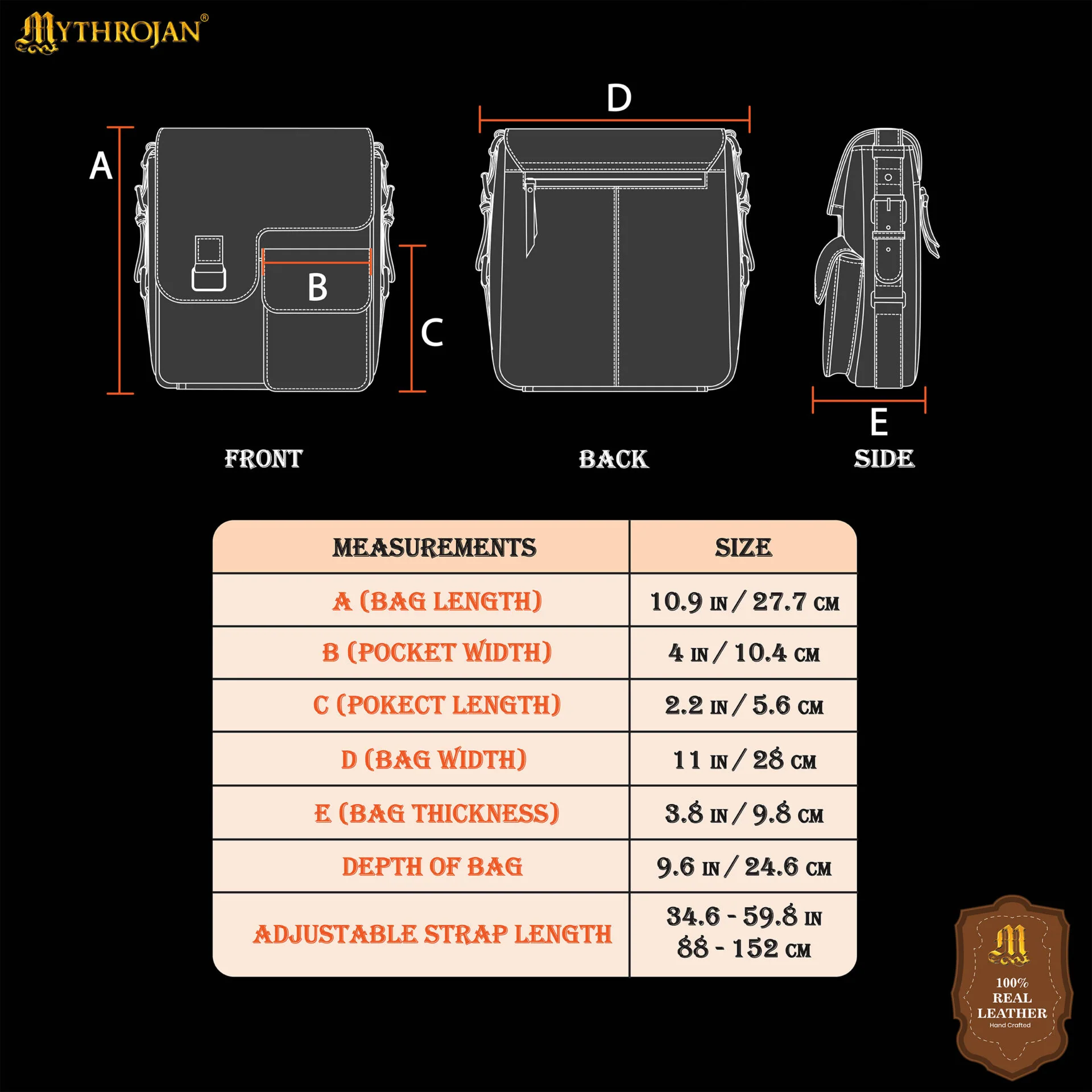 Bolso Mensajero Runa Nórdica - Cuero Auténtico - Image 6