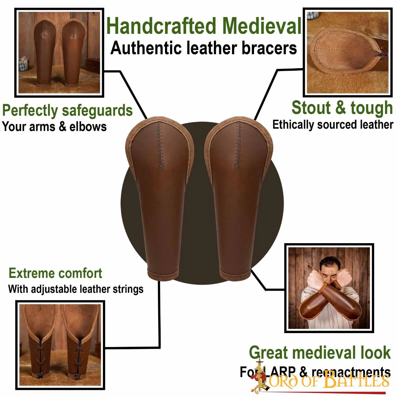 Brazaletes Medievales - Cuero con Protección en Codo - Image 6