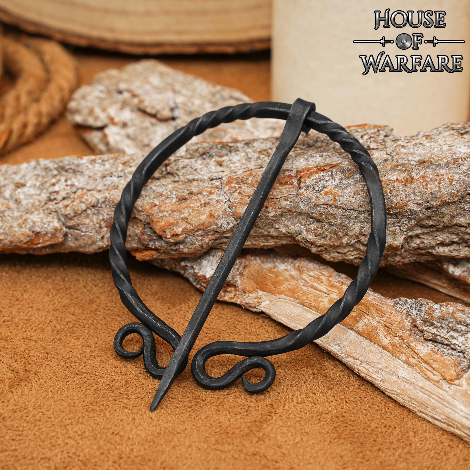 Broche Vikingo de Hierro Forjado a Mano - Alfiler de Capa Medieval - Accesorio de Sujeción Nórdico Auténtico