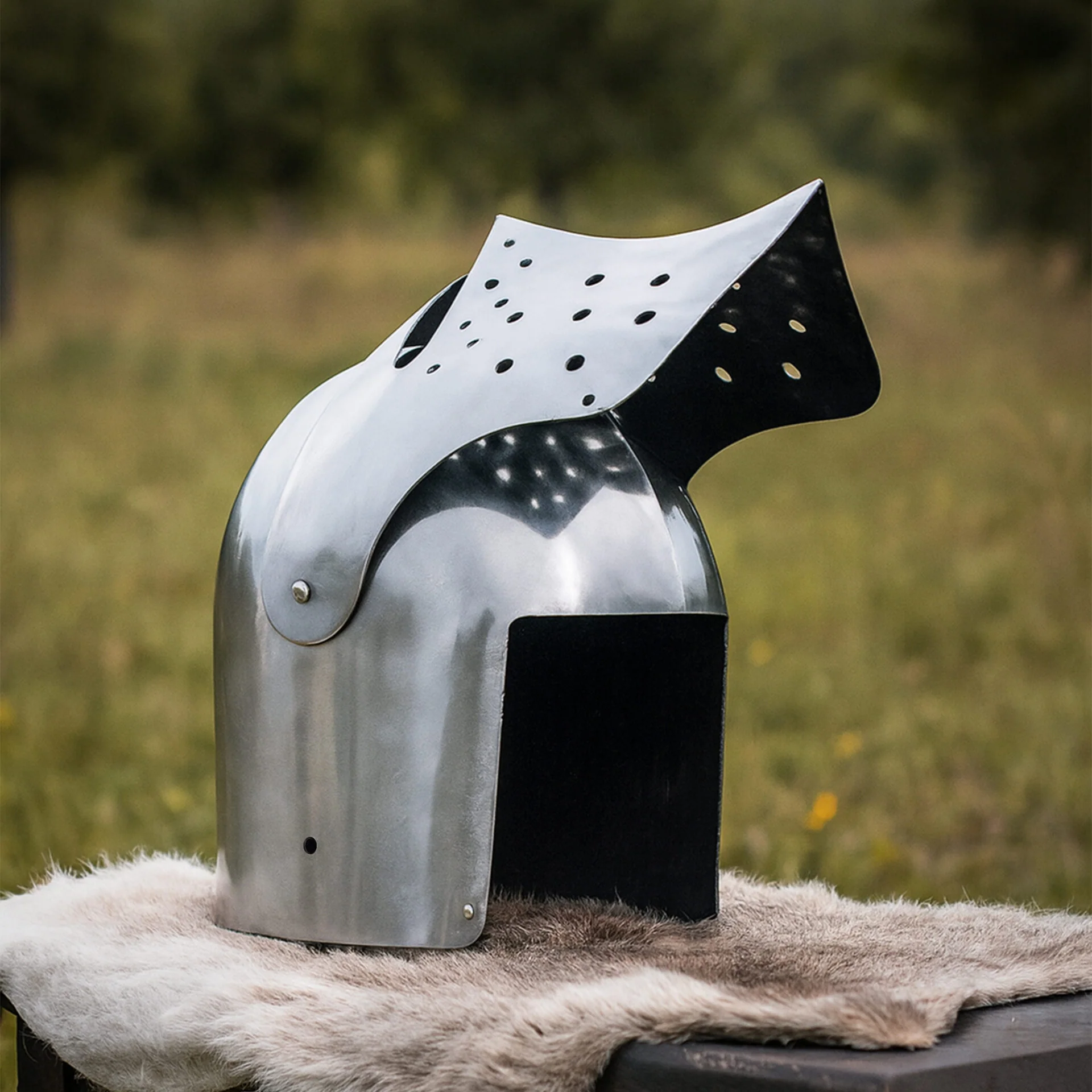 Casco Bascinet de Acero con Forro Para LARP - Image 11