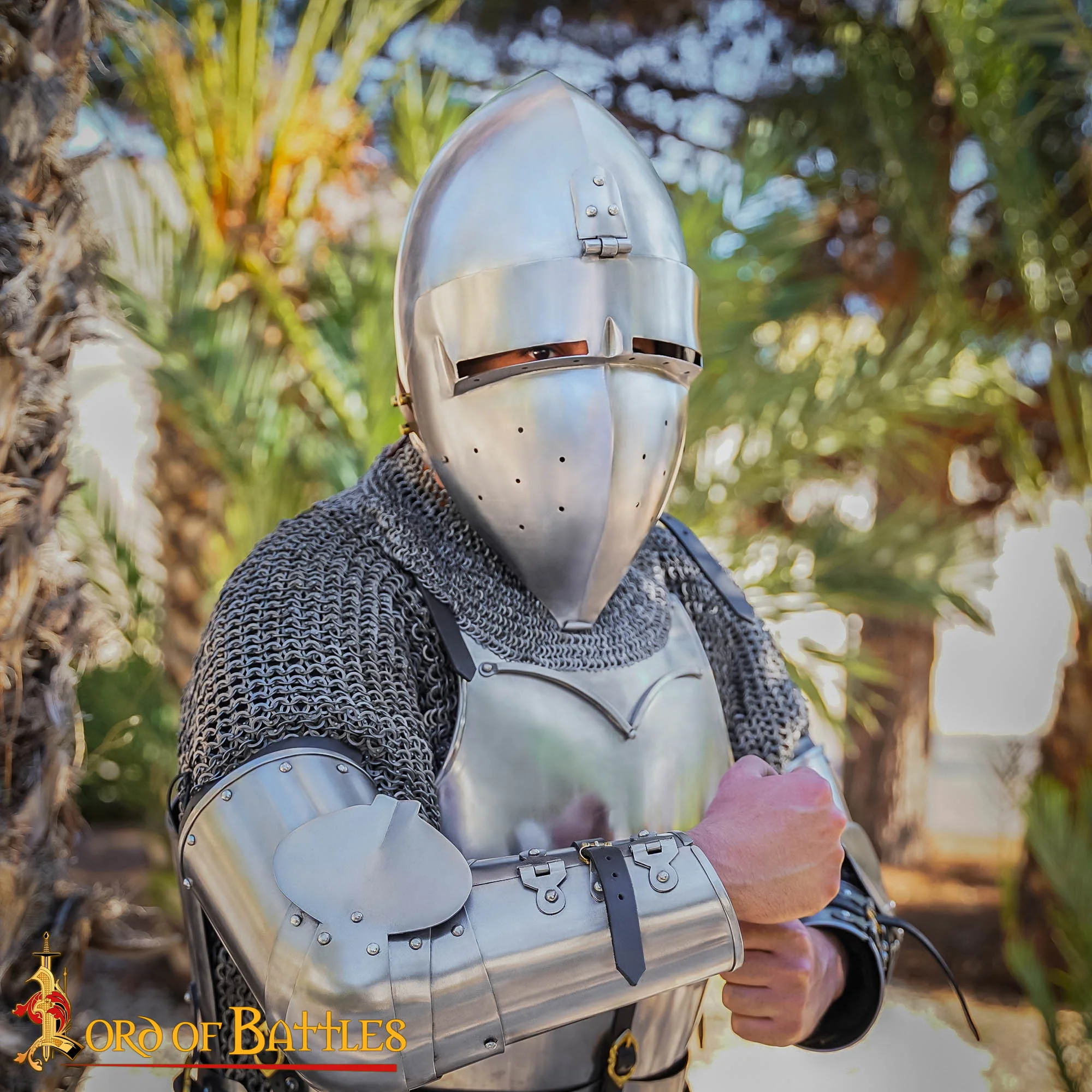 Casco Medieval Klappvisor Bascinet con Forro Acolchado Calibre 16 - Image 2