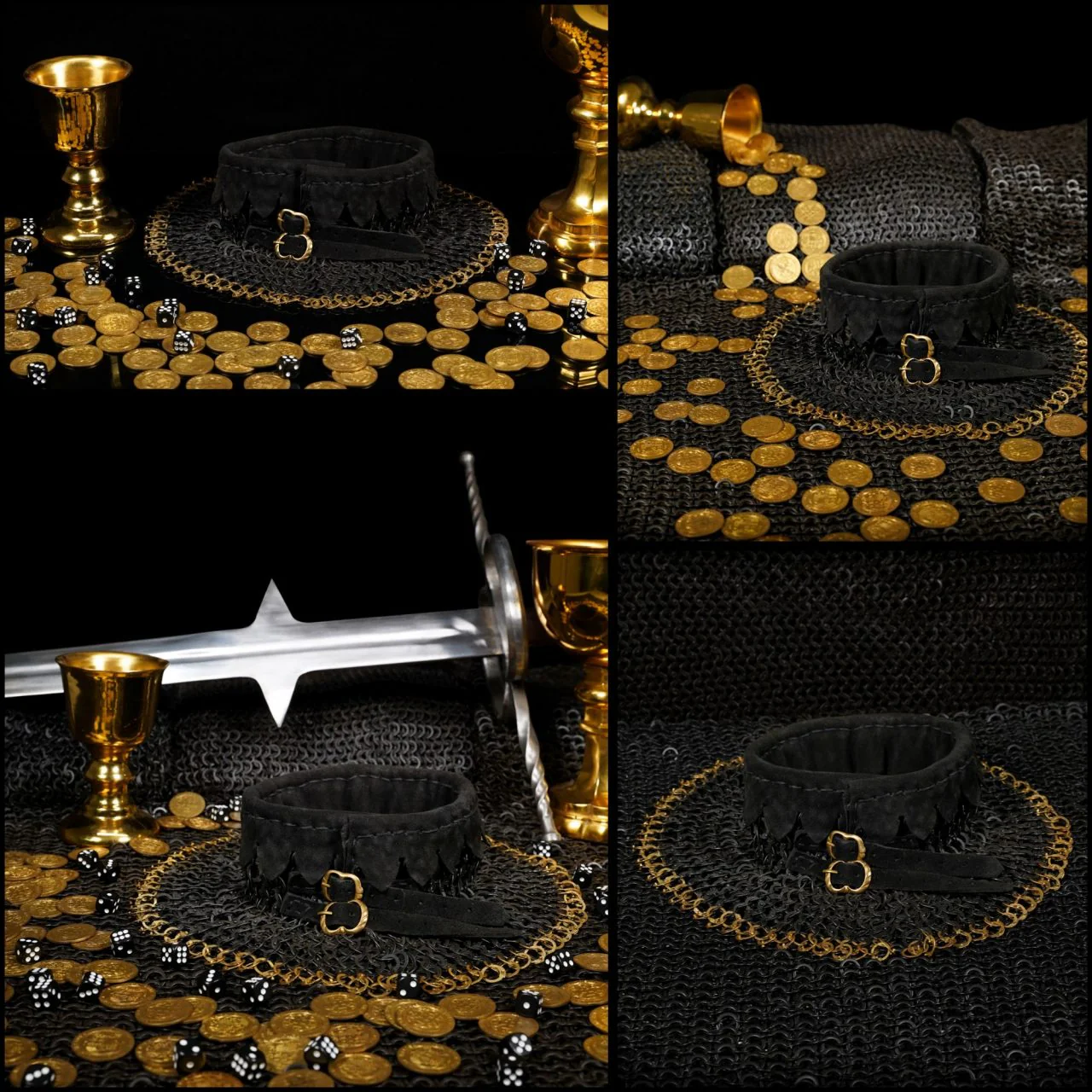 Chainmail Standard "the Black Knight Gorget" - 9mm Flat Ring Round Rivets With Sturdy Red Padded Lining And Solid Brass Closing System - Mild Steel - Ideal For Stage Combat & Reenactments - Padded Lining - Image 11