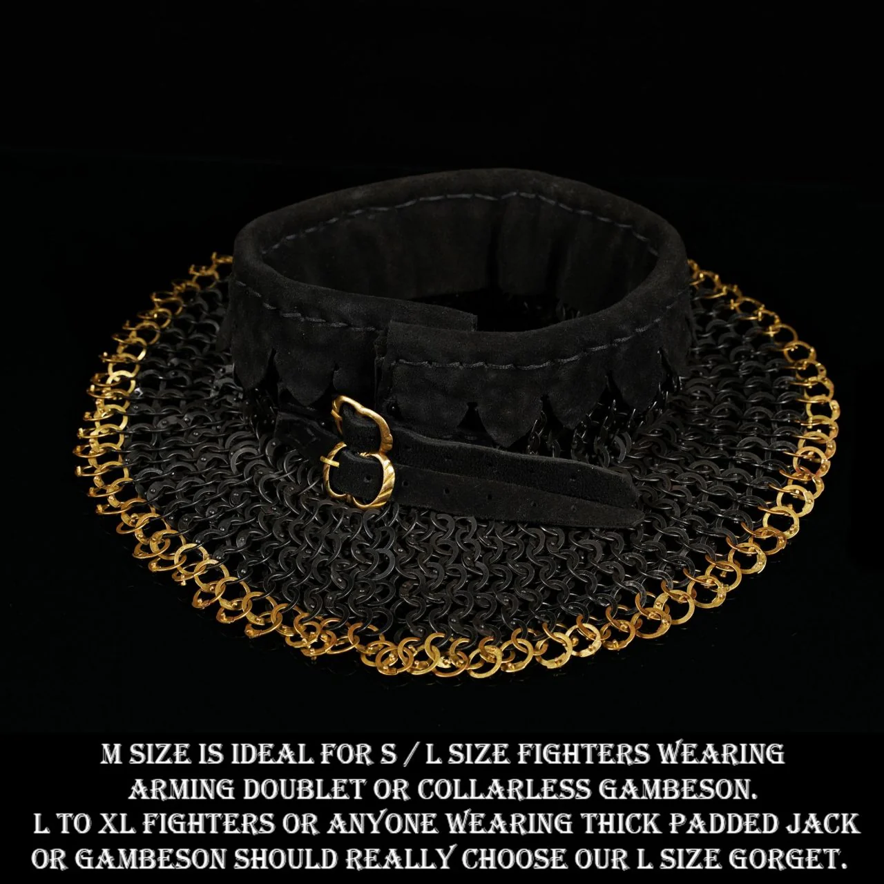 Chainmail Standard "the Black Knight Gorget" - 9mm Flat Ring Round Rivets With Sturdy Red Padded Lining And Solid Brass Closing System - Mild Steel - Ideal For Stage Combat & Reenactments - Padded Lining - Image 12