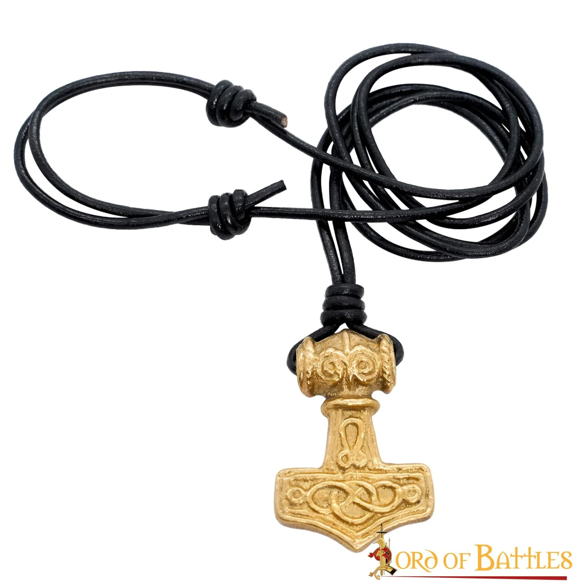 Colgante Mjolnir con Cordón de Cuero - Latón, Martillo de Thor - Image 4