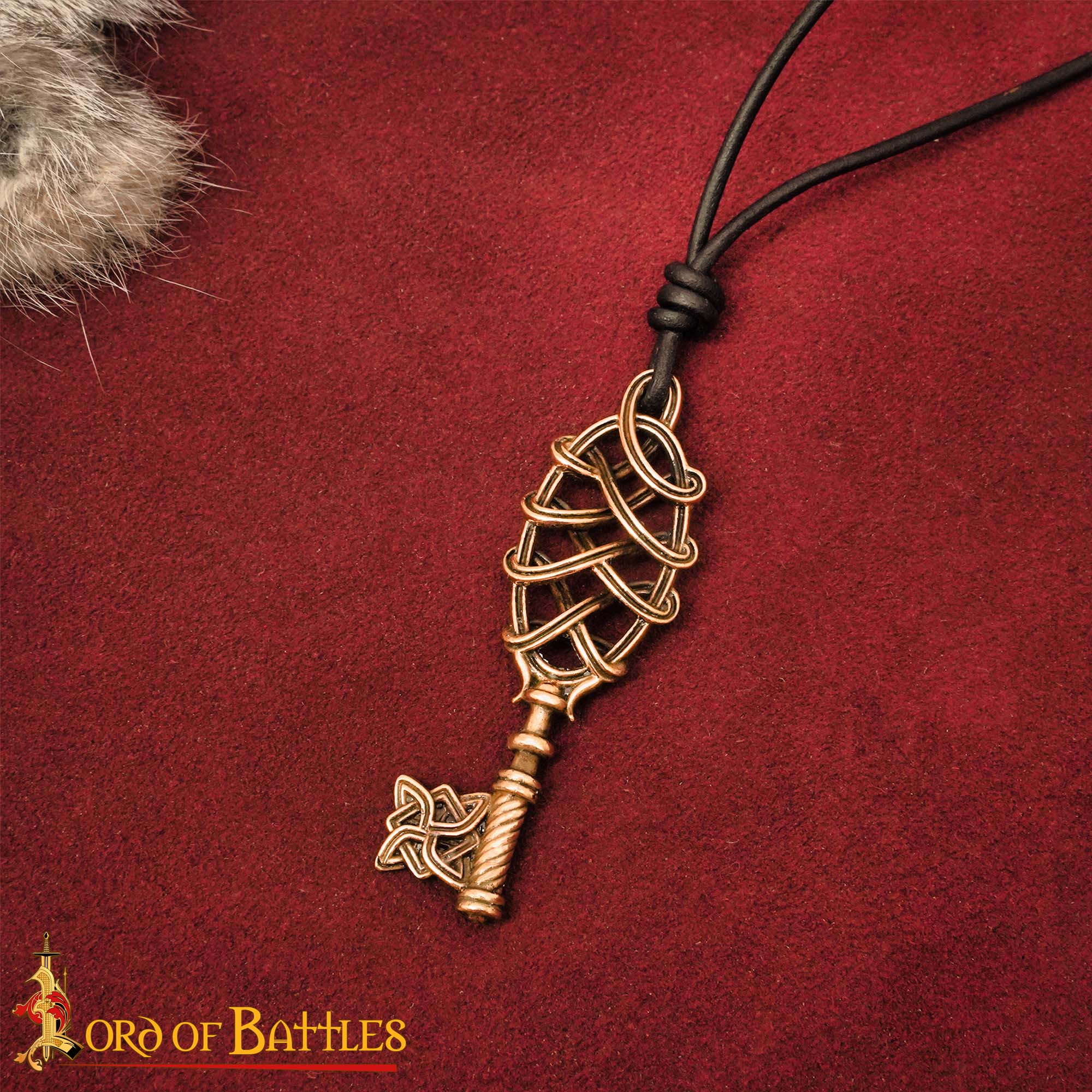 Collar Colgante Llave Vikinga de Bronce - Fundición a la Cera Perdida con Cordón de Cuero Ajustable - Image 12
