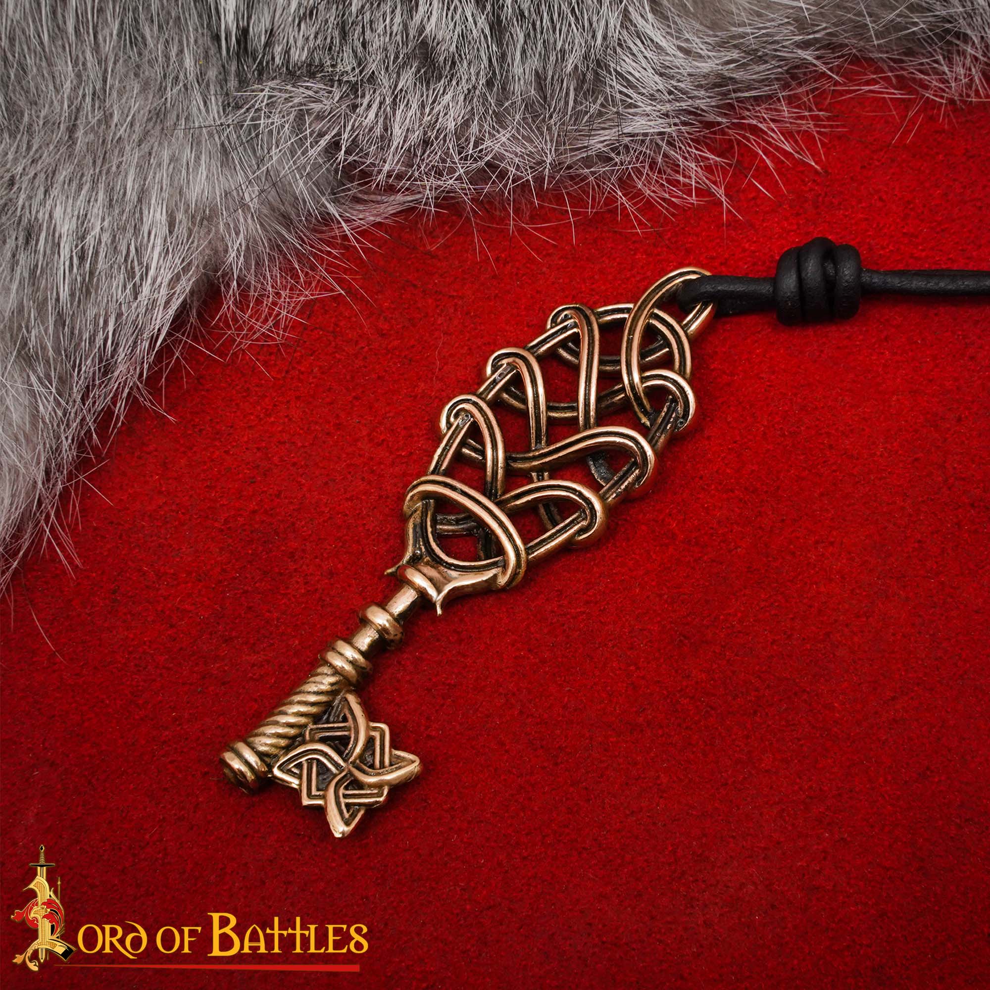 Collar Colgante Llave Vikinga de Bronce - Fundición a la Cera Perdida con Cordón de Cuero Ajustable - Image 4