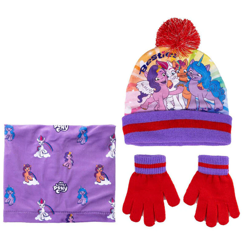 Conjunto Gorro Guantes Braga Cuello My Little Pony