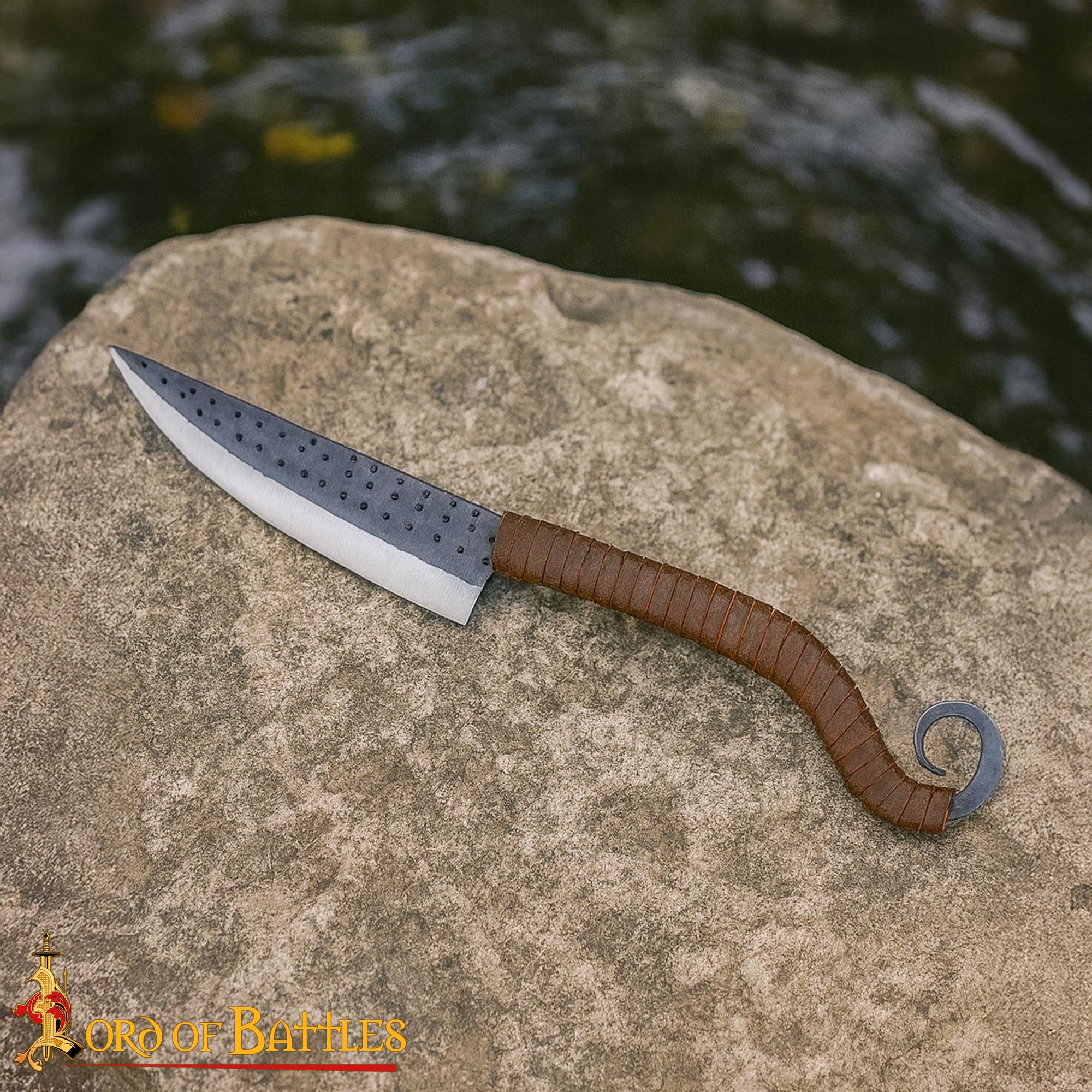 Cuchillo Artesanal - Mango de Cuero y Marquetería