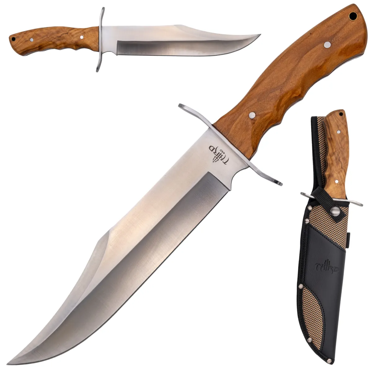 Cuchillo Bowie de Caza Third Acero 440 – Hoja 24 cm, Mango Ébano u Olivo - Image 5
