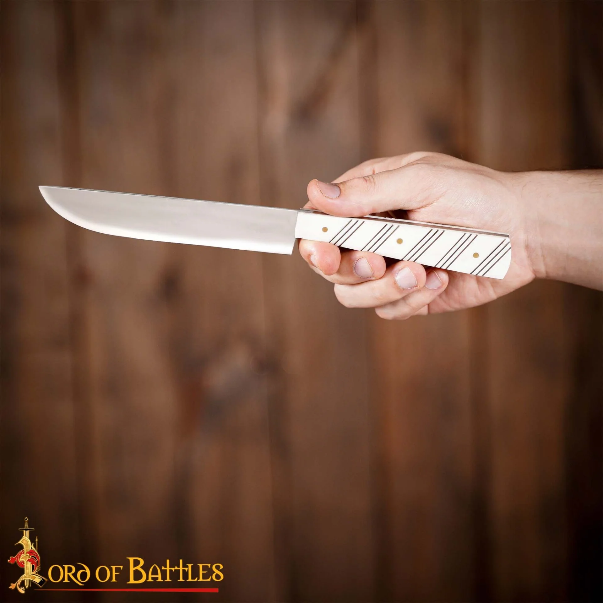 Cuchillo Medieval de Acero Inoxidable con Mango de Hueso Pulido - 27 Cm Historical Dining & Utility Knife - Image 6