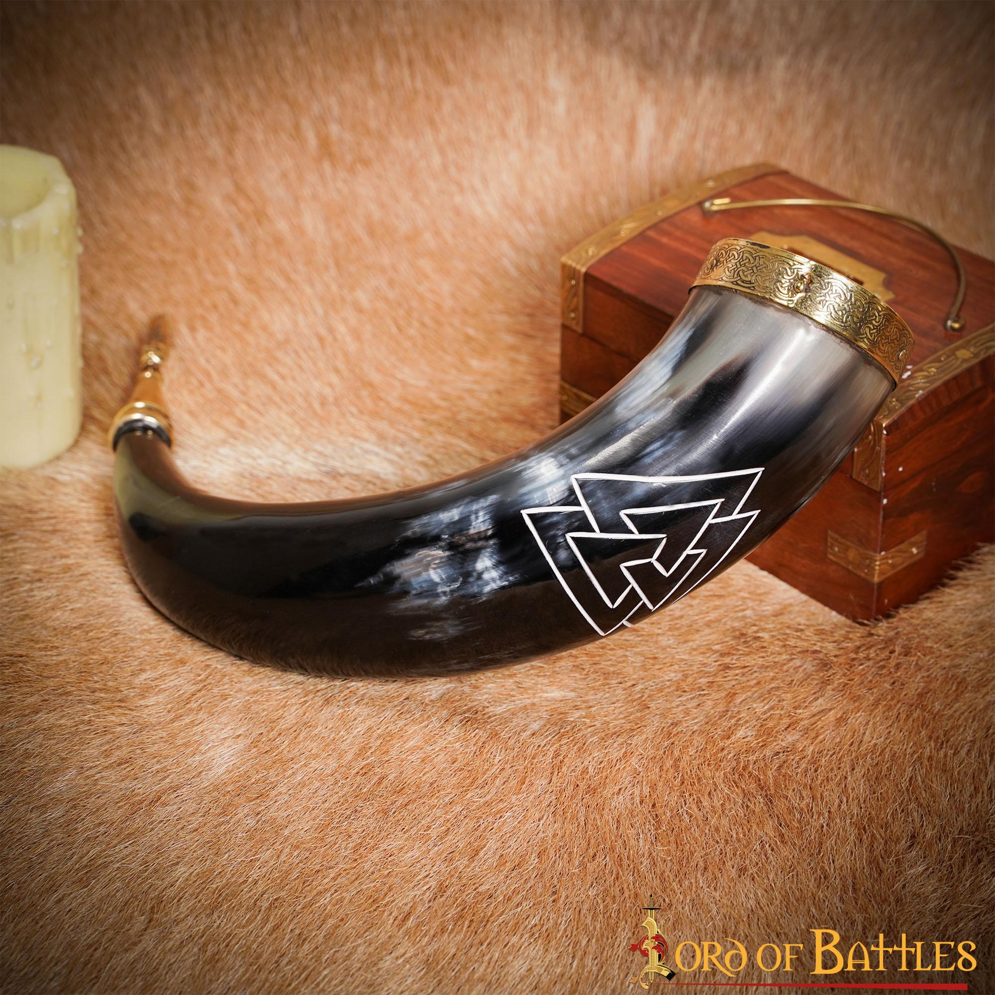 Cuerno Artesanal de Buey con Grabado Valknut - Image 7