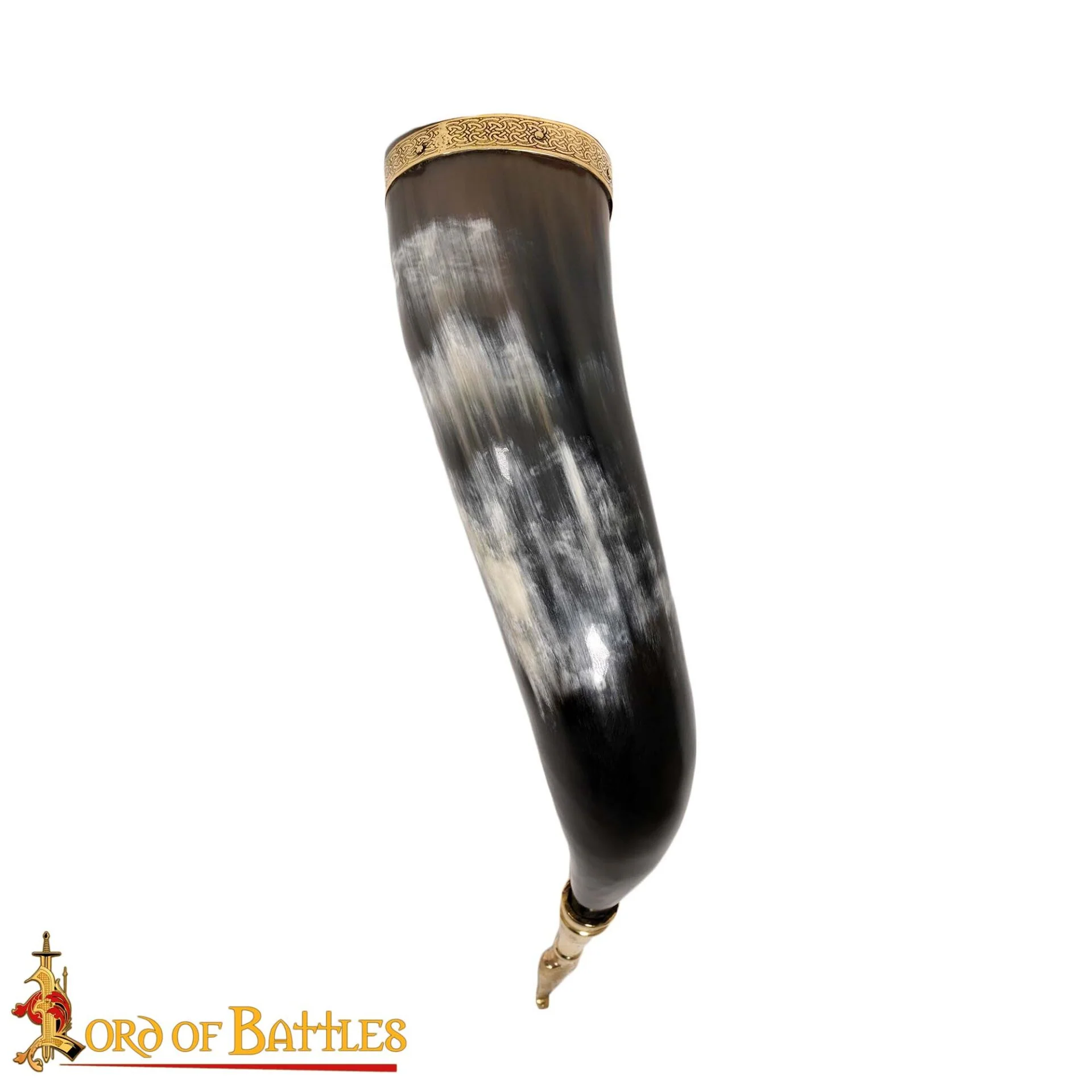 Cuerno para Beber Vikingo Medieval de 300 - 400 Ml con Accesorios de Latón Hecho a Mano con Auténtico Cuerno de Buey - Image 2