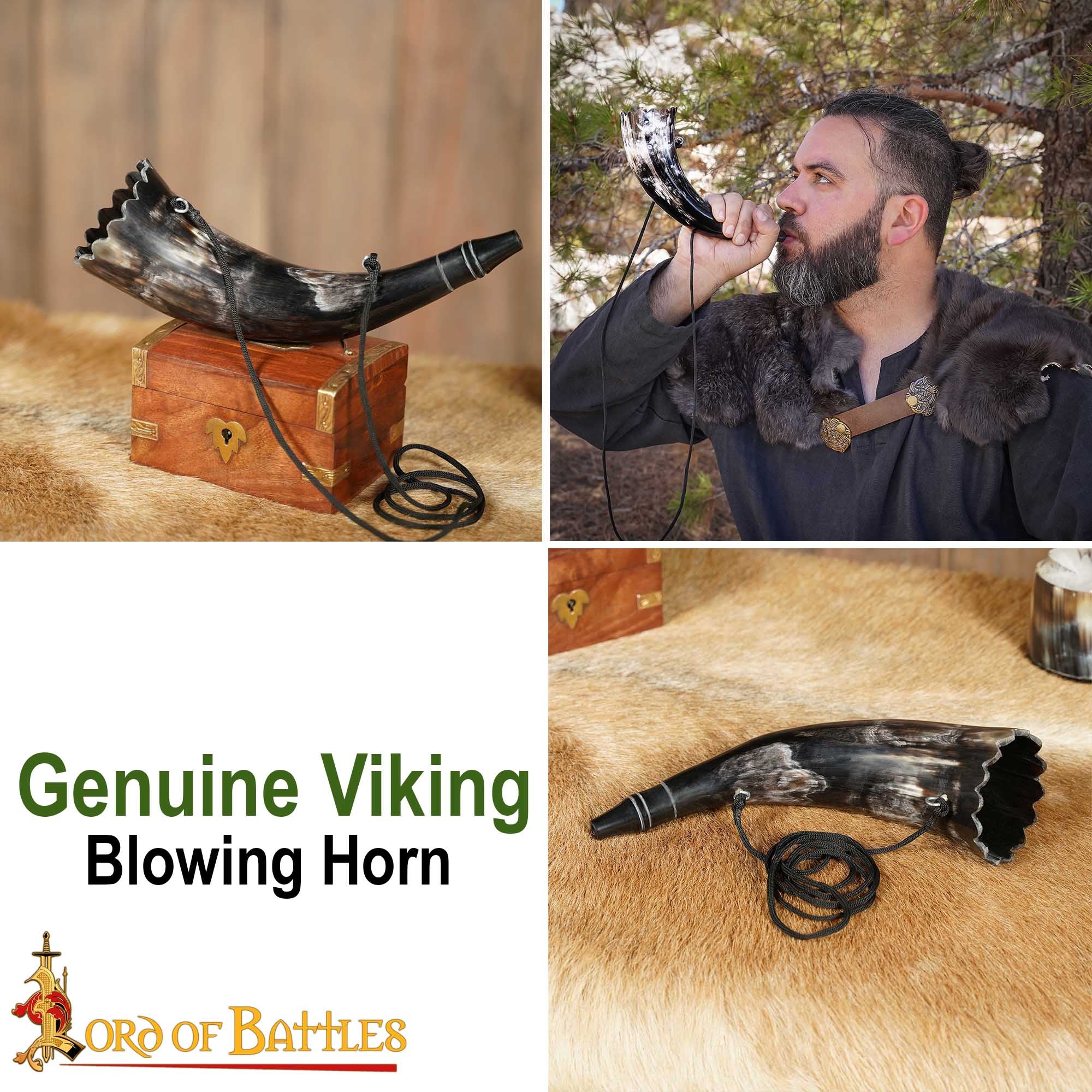Cuerno Soplador Vikingo Hecho a Mano - Cuerno de Buey Pulido para Caza y Señales con Cuerda de Transporte - Image 10