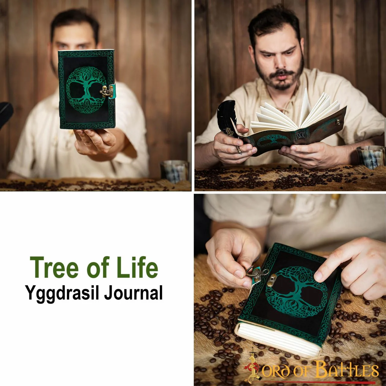 Diario Medieval Árbol de la Vida Diario de Piel Auténtica Hecho a Mano - Image 4