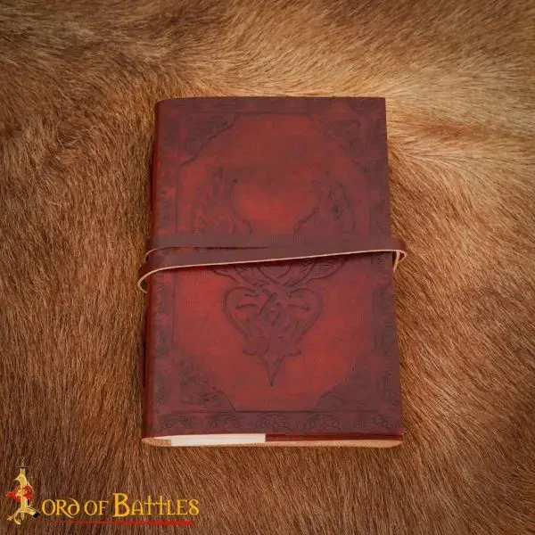 Diario Medieval con Corazón de Alas Celtas Hecho a Mano en Piel Auténtica Diario Notas