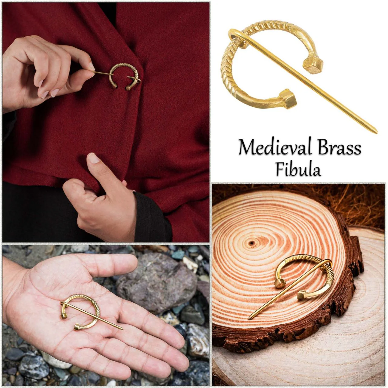 Fíbula Penannular Medieval de Latón - Alfiler Pequeño de Capa para Broche de Traje Histórico y Vikingo - Image 6