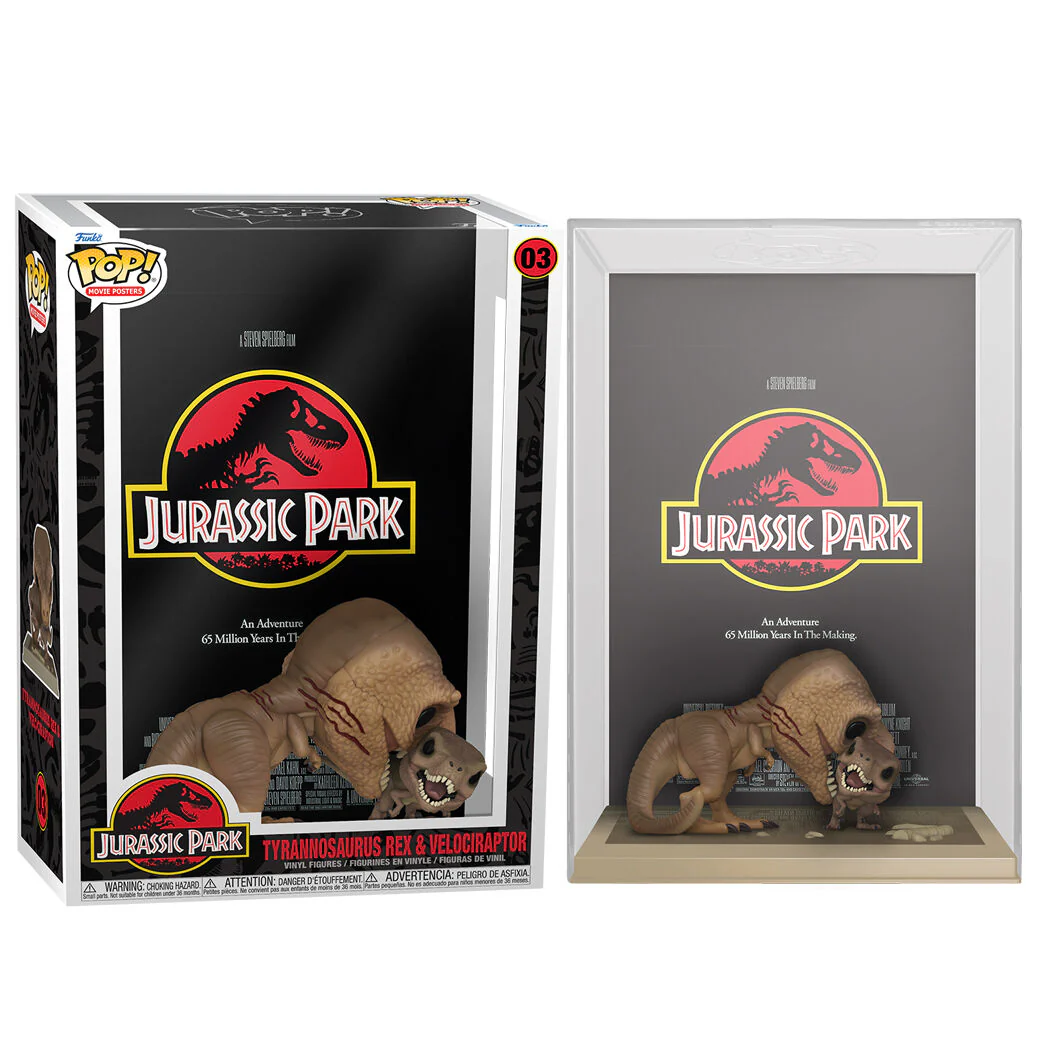 Figura Pop Movie Poster Jurassic Park Tyrannosaurus Rex And Velociraptor