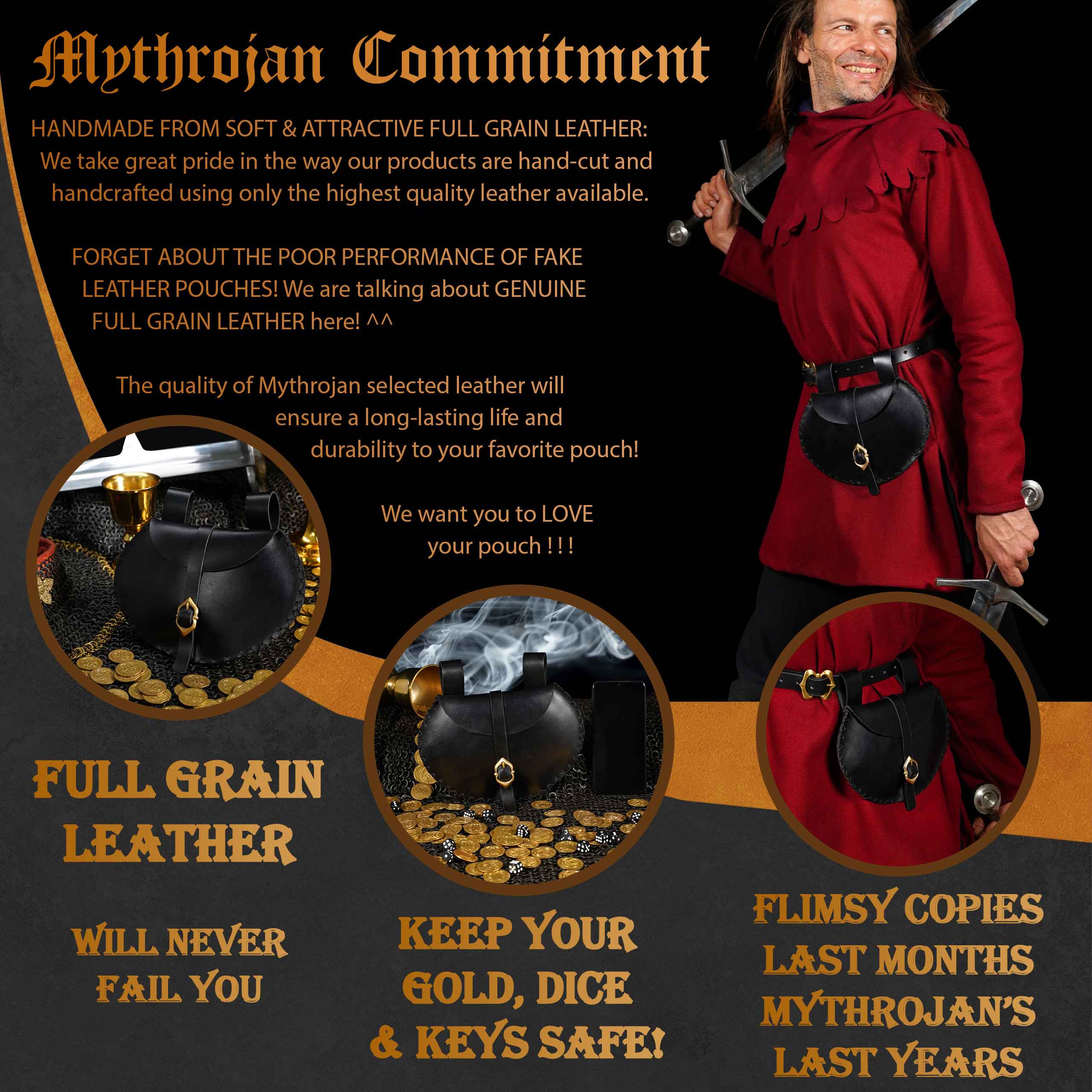 Funda Medieval Vikinga de Cuero para Cinturón Mythrojan - Image 2