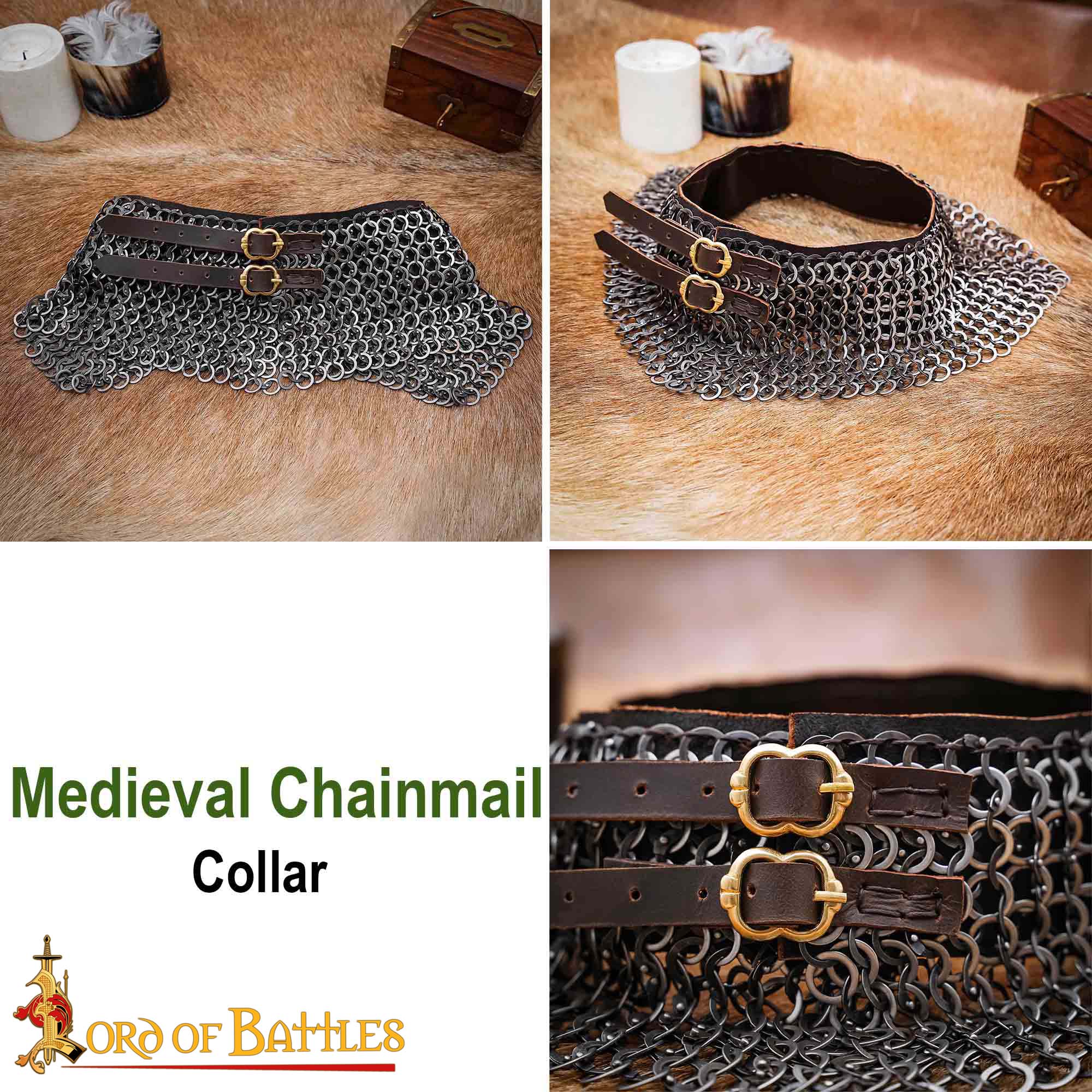 Gorget de Cota de Malla / Estándar - Anillo Plano Remachado de 9 Mm con Anillos Sólidos Planos Alternos, Acero Inoxidable de Calibre 18 - Ideal para Combate en Escenarios y Recreaciones - Image 8