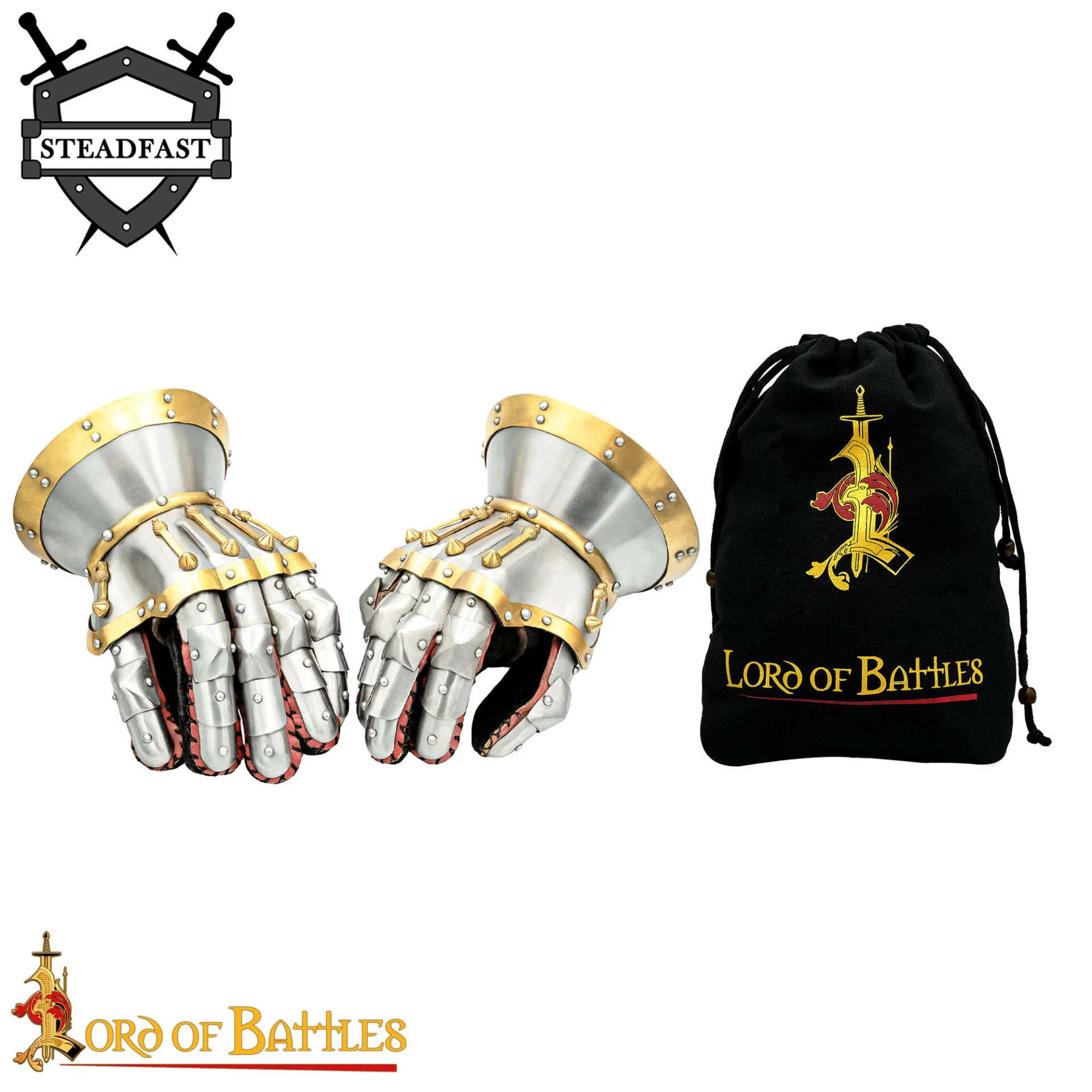 Guanteletes de Reloj de Arena del Siglo Xv - Acero Pulido de Calibre 16 con Guantes de Cuero Integrados y Detalles de Latón - Image 4