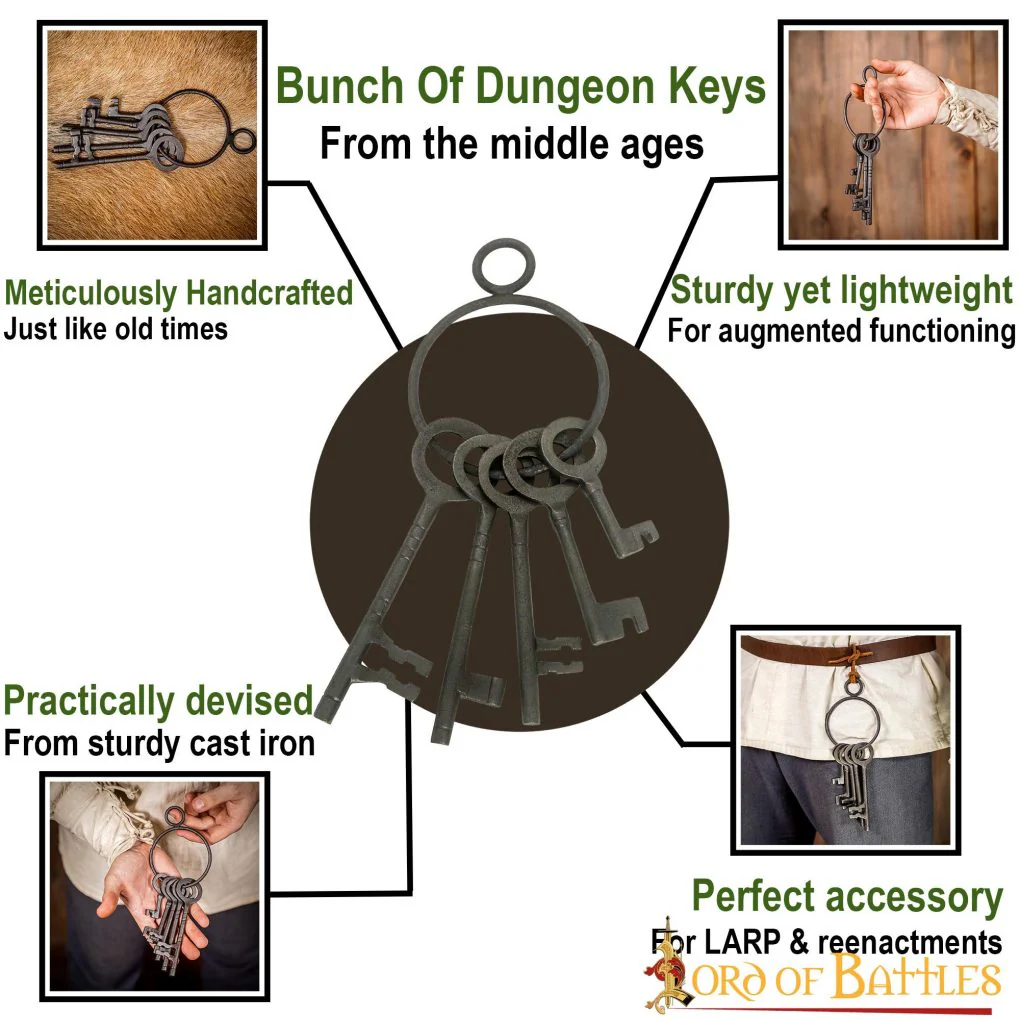 Juego de 5 Llaves Decorativas de Mazmorra Medieval de Hierro Fundido Resistente - Image 4