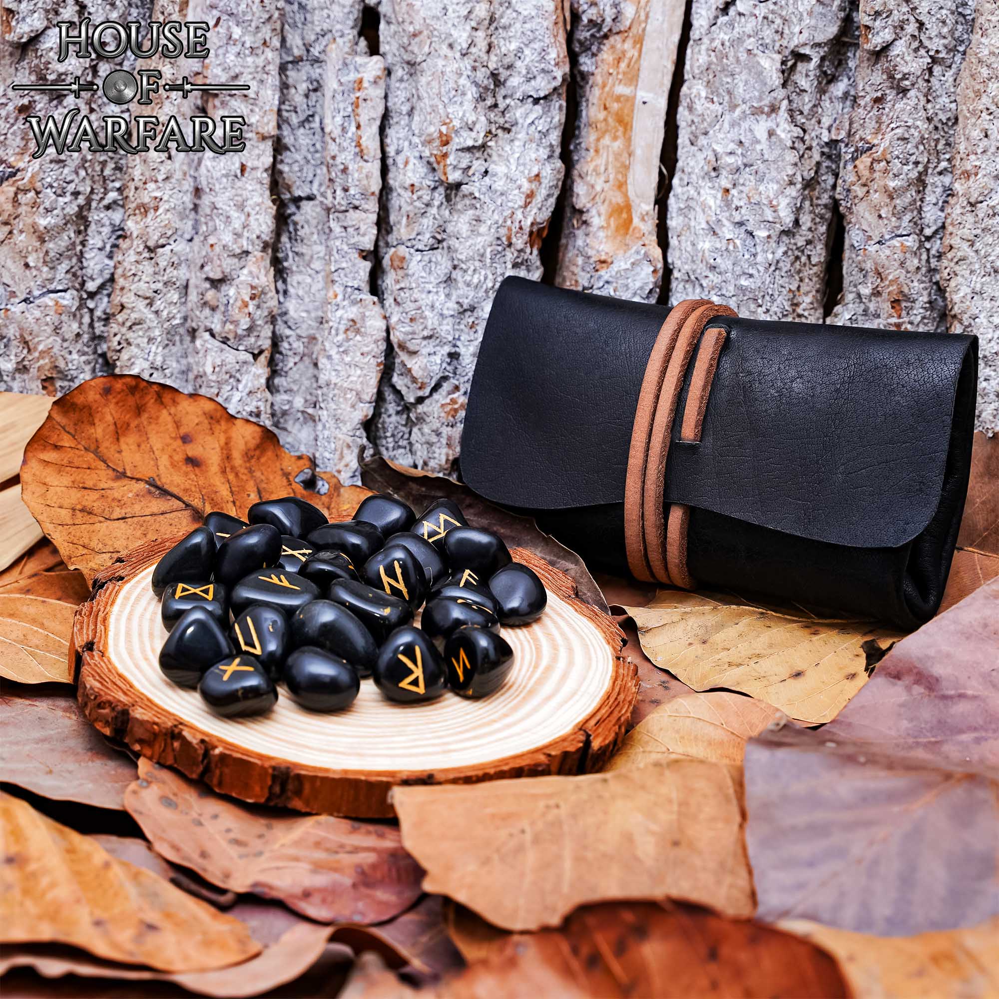 Juego de Piedras Rúnicas Vikingas con Estuche de Cuero Negro - Adivinación y Estrategia Nórdica - Image 12