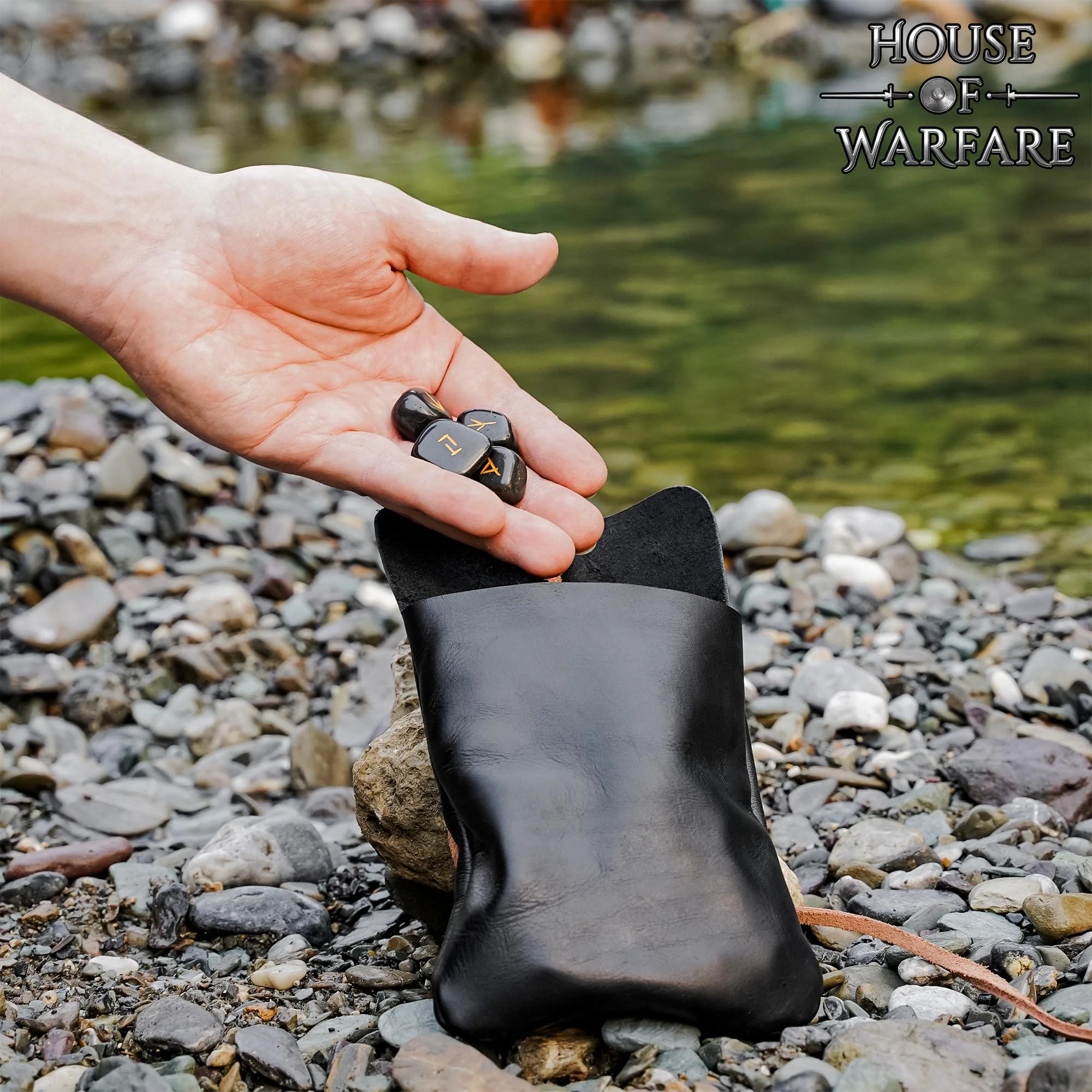 Juego de Piedras Rúnicas Vikingas con Estuche de Cuero Negro - Adivinación y Estrategia Nórdica - Image 26