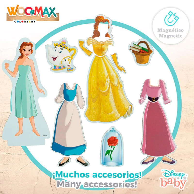 Juego Magnetico Madera Vestidos Princesas Disney - Image 3