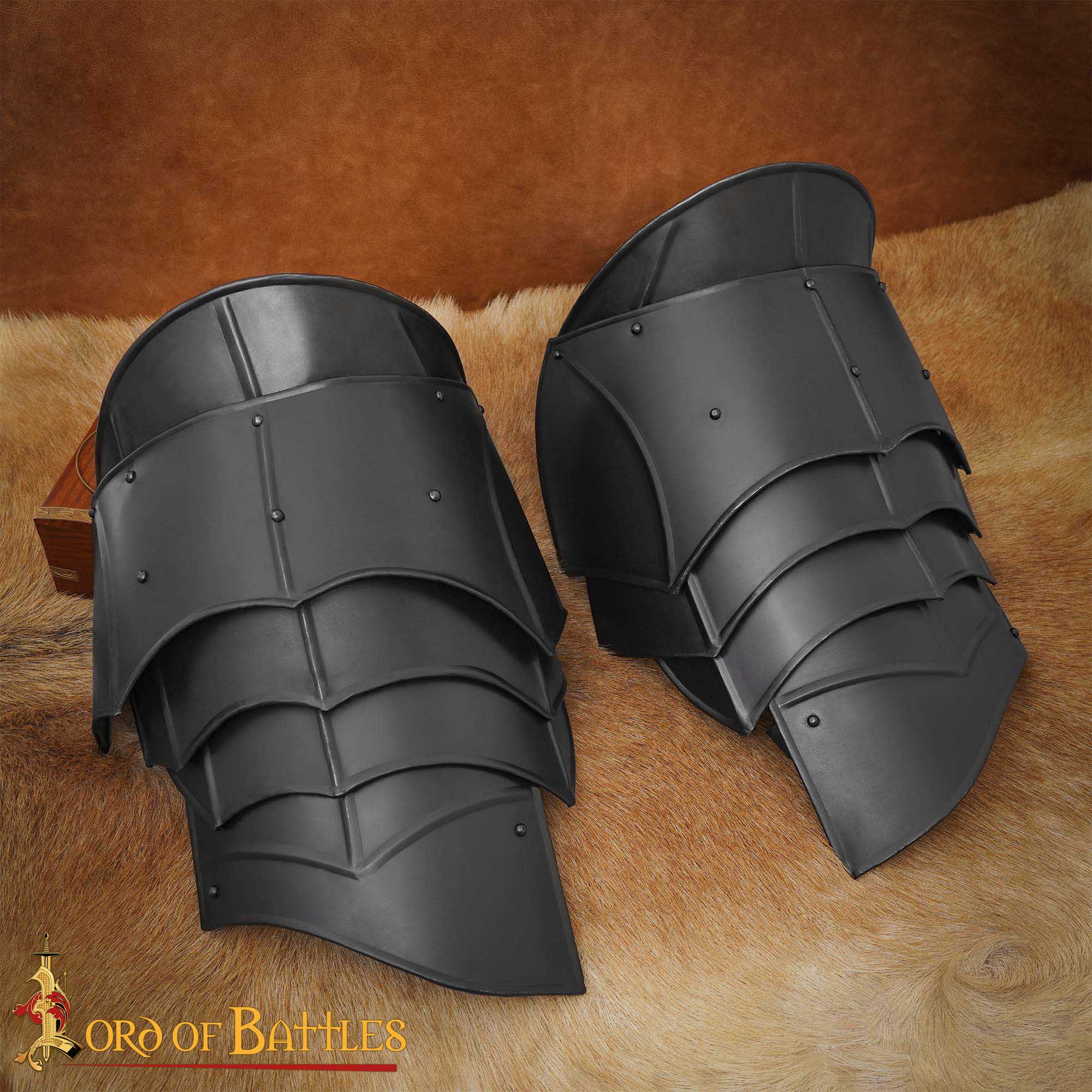 Medieval Fantasy Steel Pauldrons With Blade Breakers - Discontinued