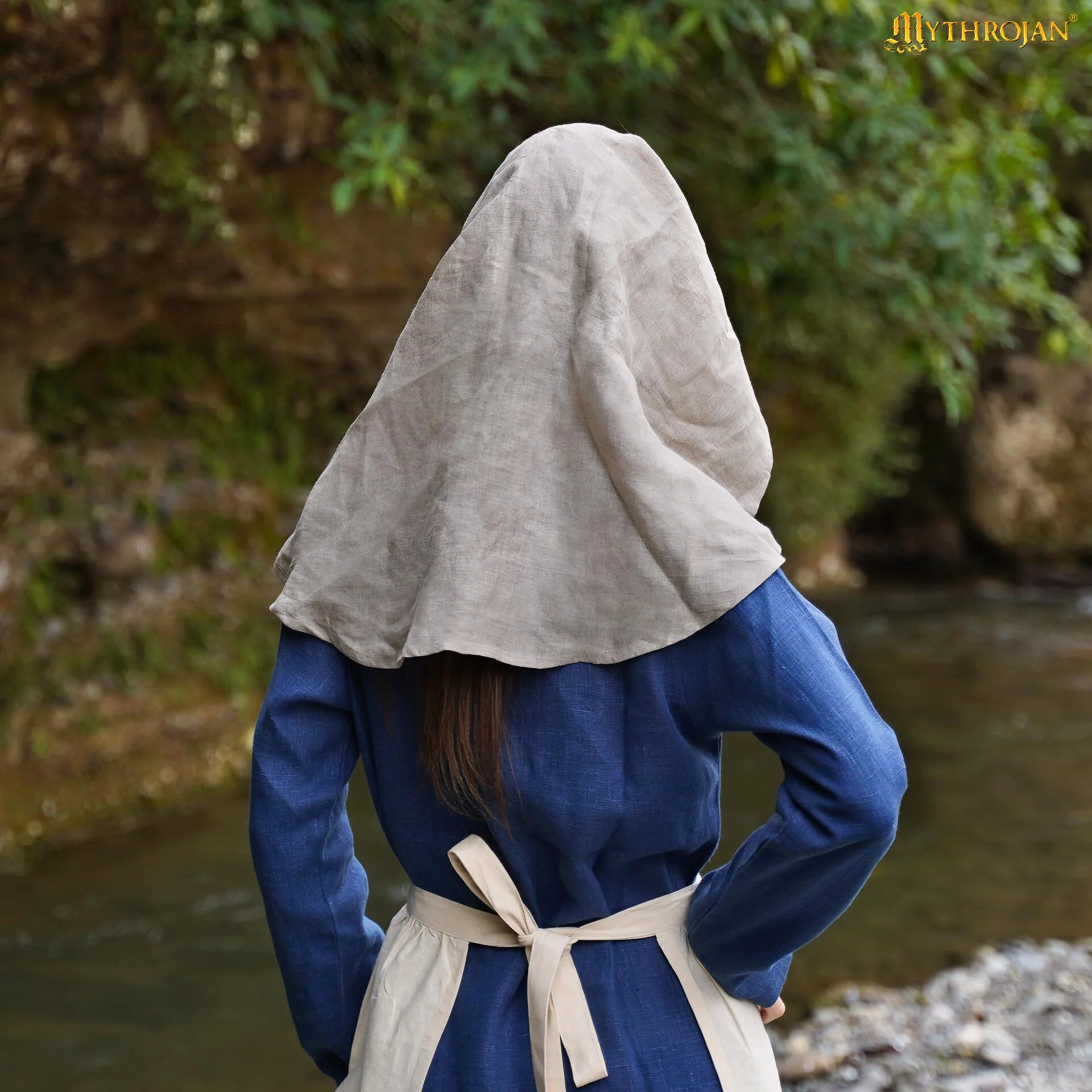 Medieval Linen Half-moon Wimple - Cubrecabeza de Lino 100% Natural - Image 6