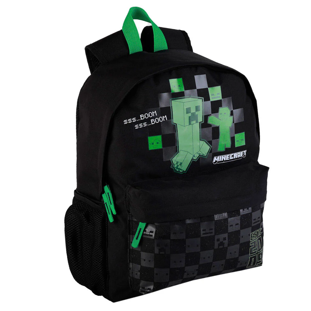 Mochila Portatil Creeper Minecraft 41Cm Adaptable