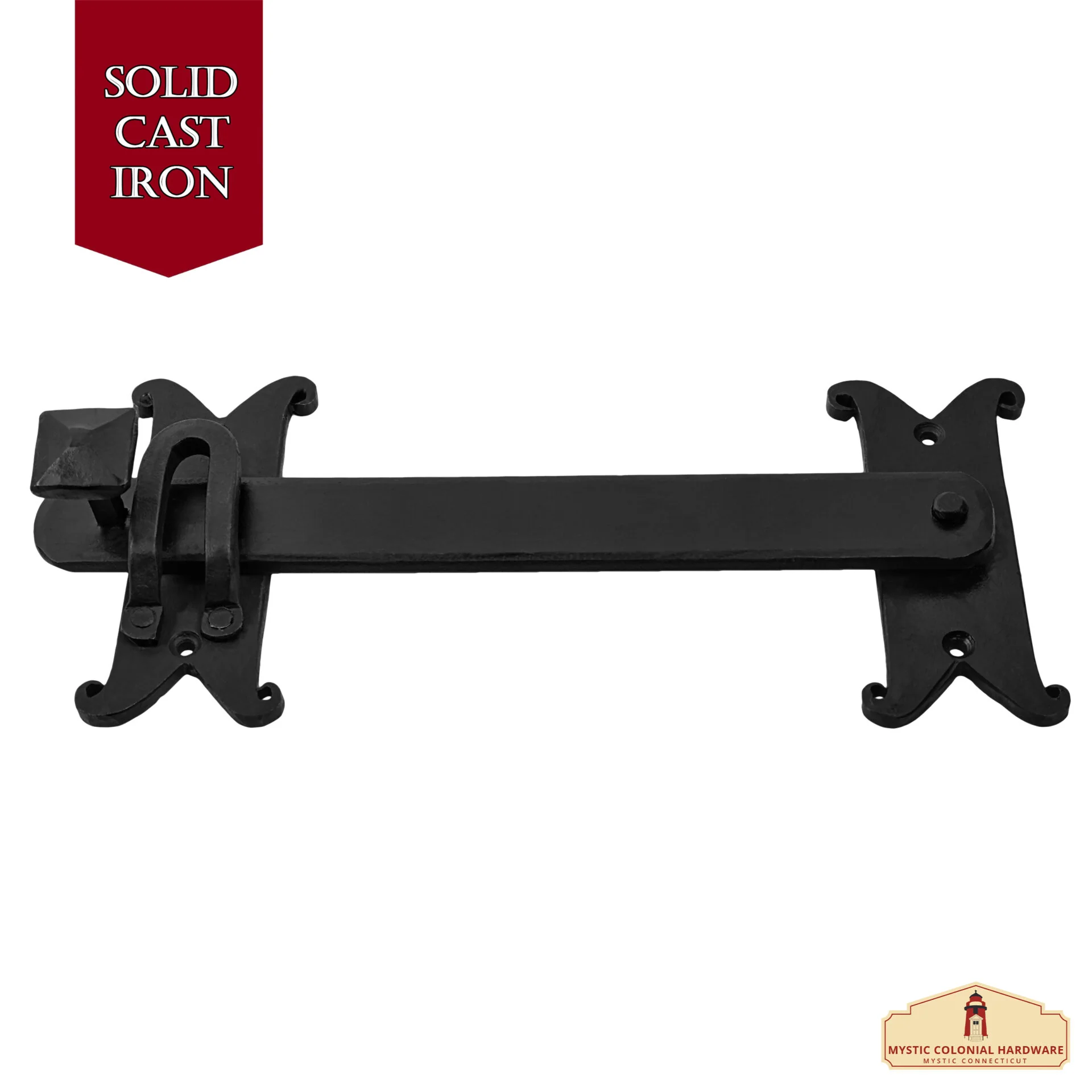 Mystic Colonial Hardware Heavy Duty Cast Iron Gate Flip Latch - Black Drop Latch For Barn Doors, Farm Gates, Sheds, Cabinets, And Antique Privacy Hardware Replacement - Image 2