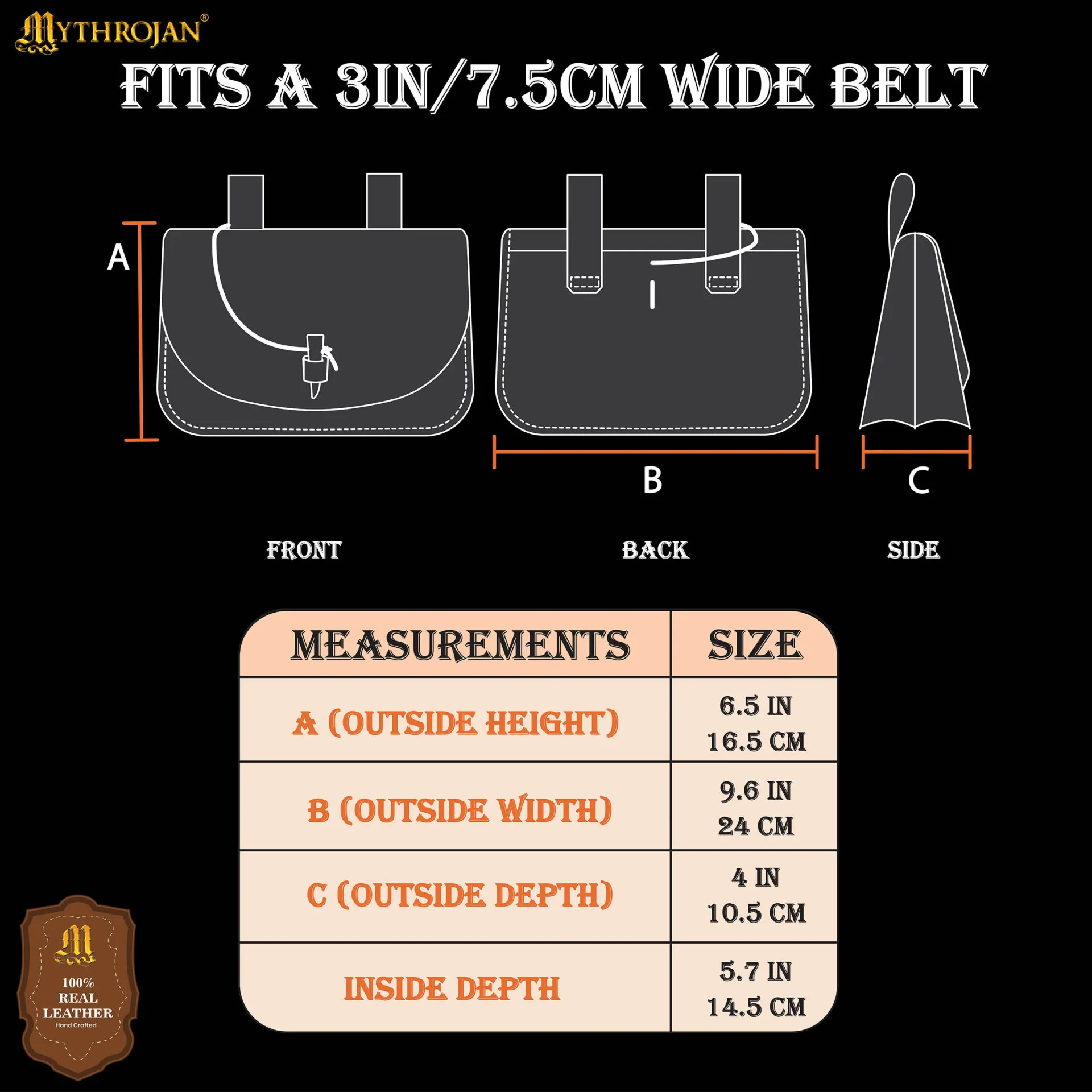 Mythical Venture Medieval Leather Bag - Full Grain Brown Bolsa para Larp y Temas Medievales - Image 10