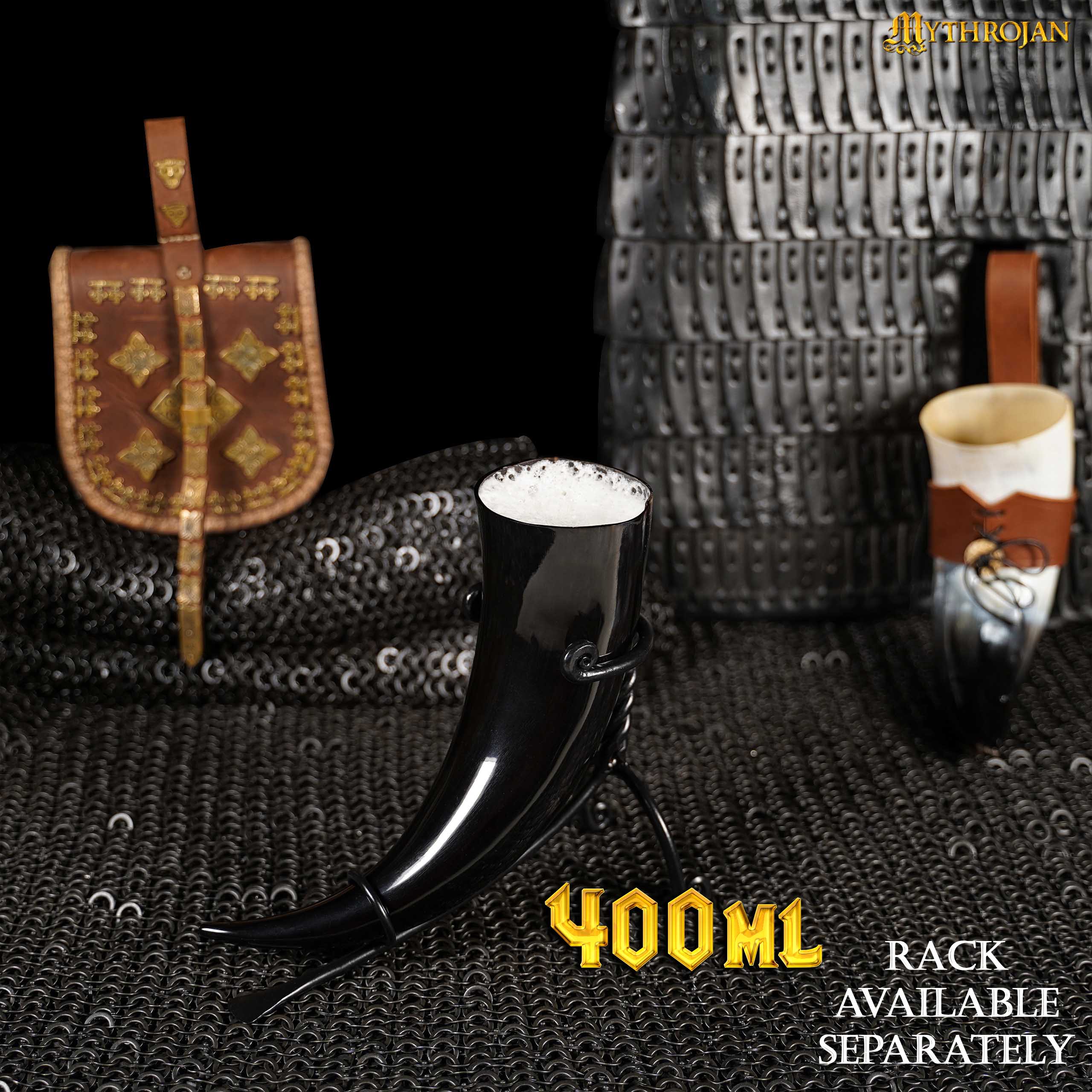 Mythrojan 400 Ml Vikingo Beber Cuerno Vikingo Vino/taza de Cabeza - Image 2