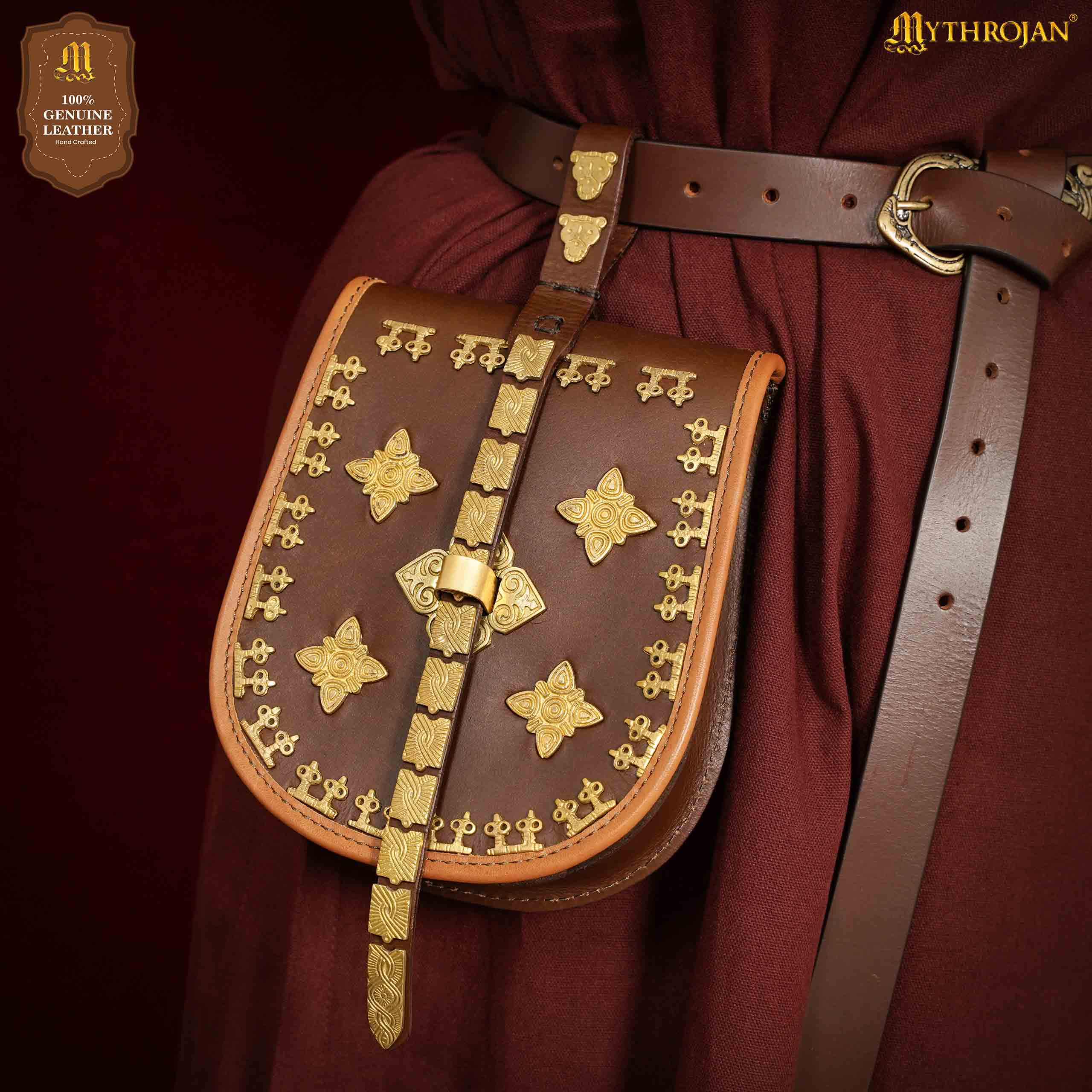 Mythrojan Birka Bolsa de Cuero Vikingo Tarsoly - Bolsa para Cinturón Auténtica Hecha a Mano Basada en Originales Históricos - Accesorio Nórdico de Cuero Auténtico - Image 2