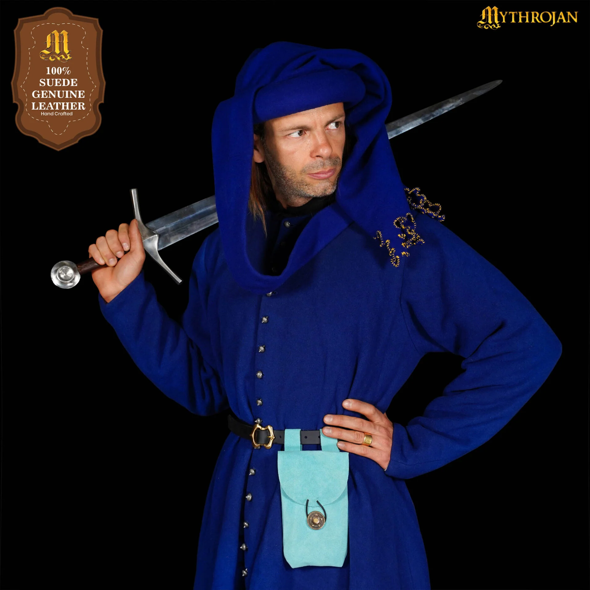 Mythrojan Medieval Renacimiento Cinturón de Joyería de Gamuza Bolsa Larp Traje Bolsa de Cintura - Image 11