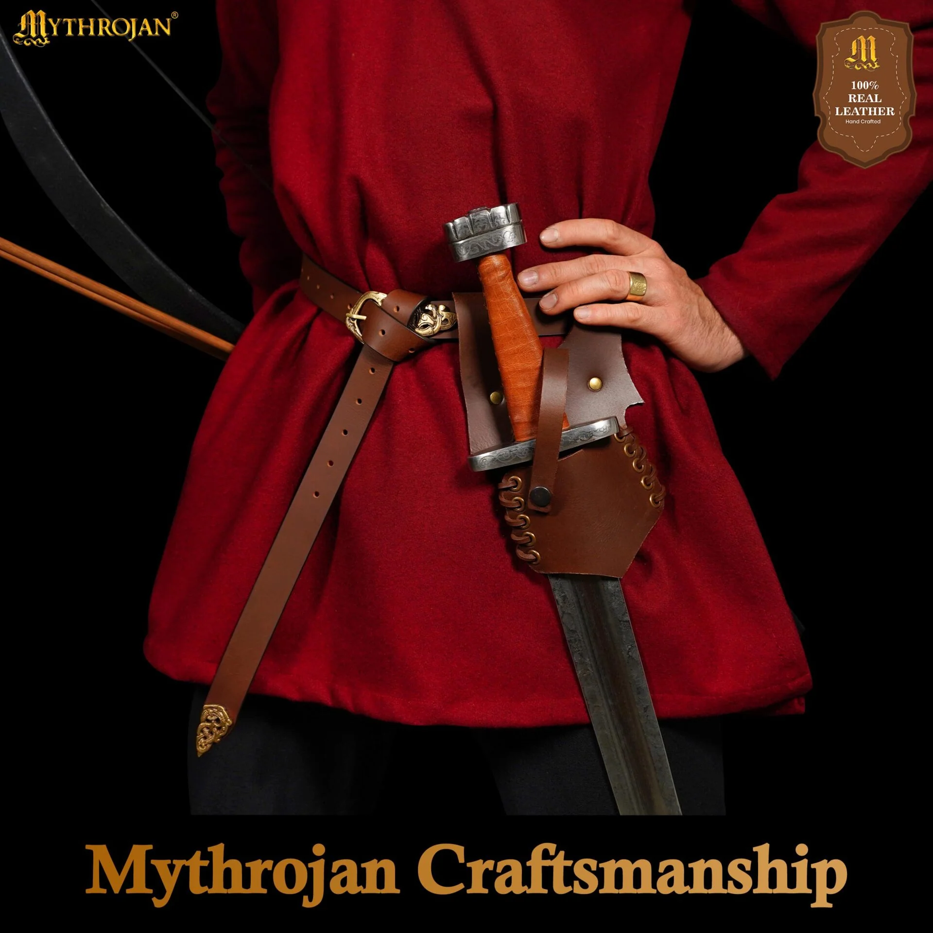 Mythrojan Medieval Renacimiento Cuero Rh Espada Rana Larp Disfraz de Espada Rana Porta Espada Rapier Caballero Cinturón Rana Daga de Cuero Funda Espada Pirata - Image 5