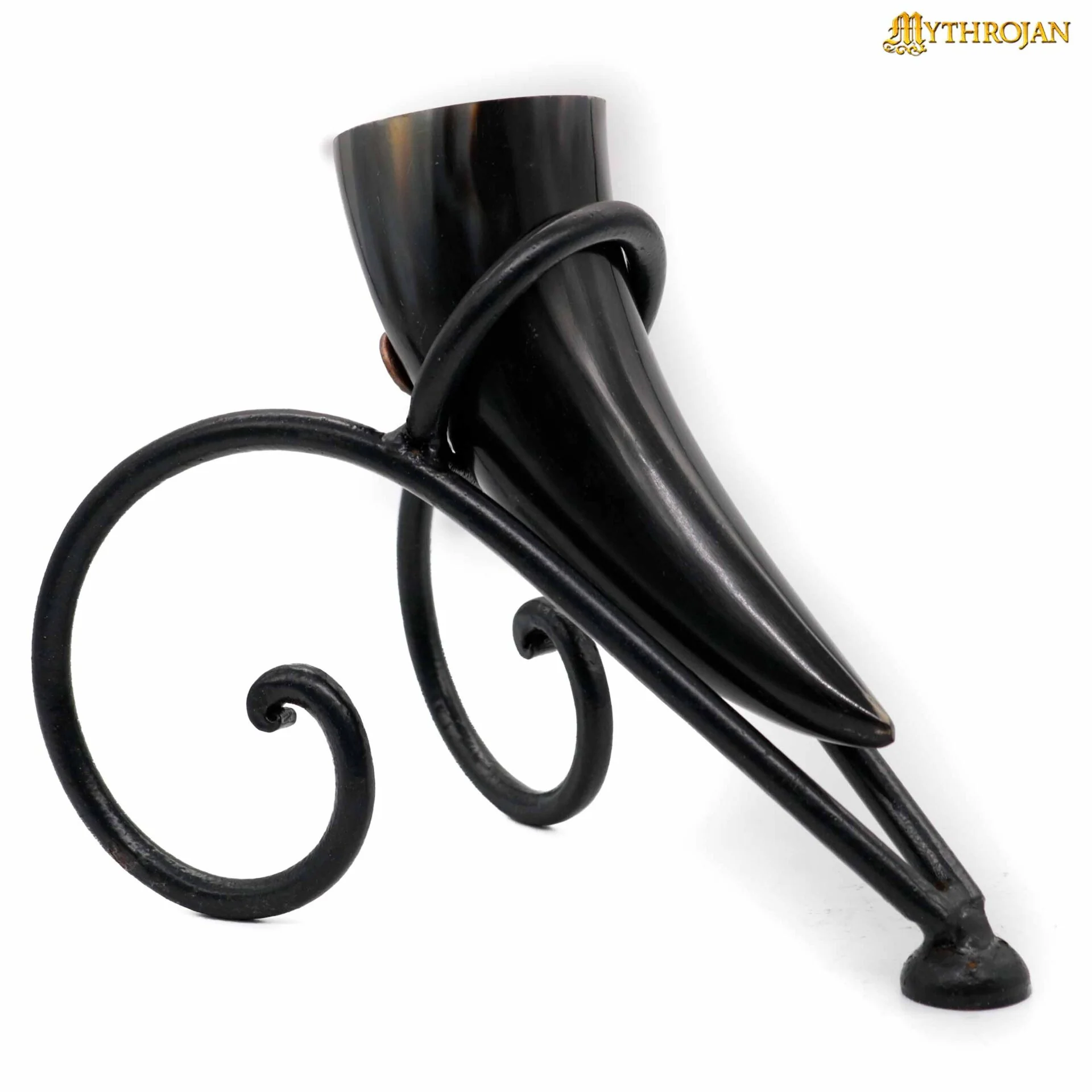 Mythrojan Soporte de Hierro Forjado a Mano para Cuerno de Cerveza Vikingo - Black Ale Horn Stand - Image 5
