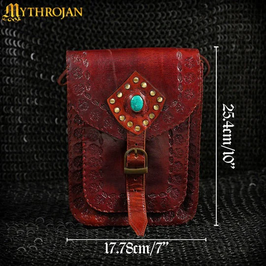 Mythrojan "sorceress From The East" Medieval Sling Bag, Granate 10" X 7" - Image 2