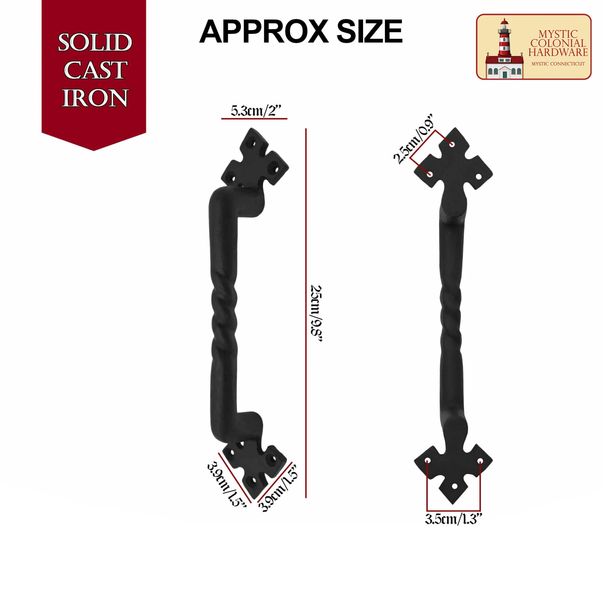 Negro de Hierro Fundido Tirón Manijas 10 Pulgadas - Puerta del Gabinete Manijas, Puerta Manija Tire, Barn Door Hardware, Grab Manijas - Image 3
