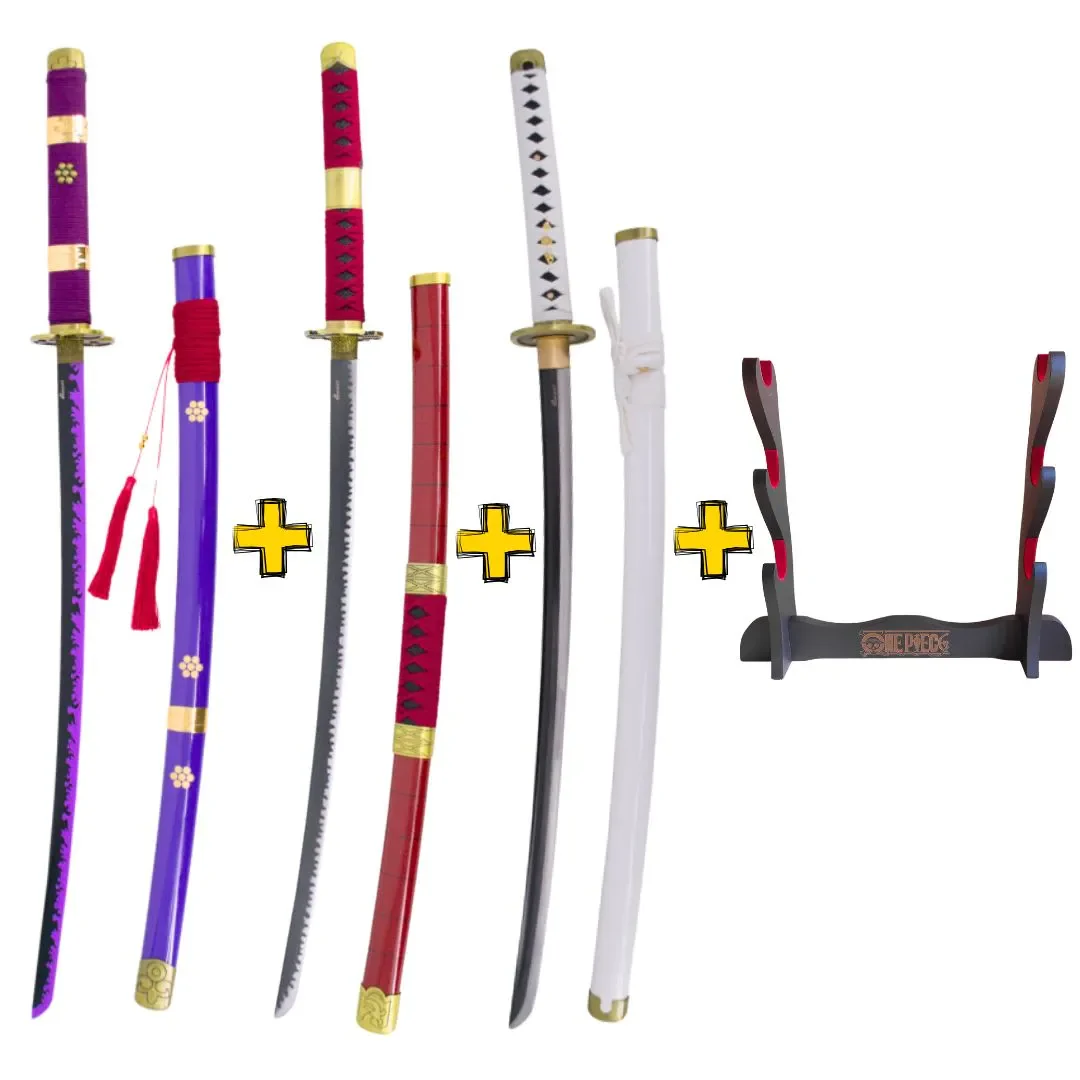 Pack 3 Katanas de Zoro en acero + Obsequio expositor de madera - Image 10