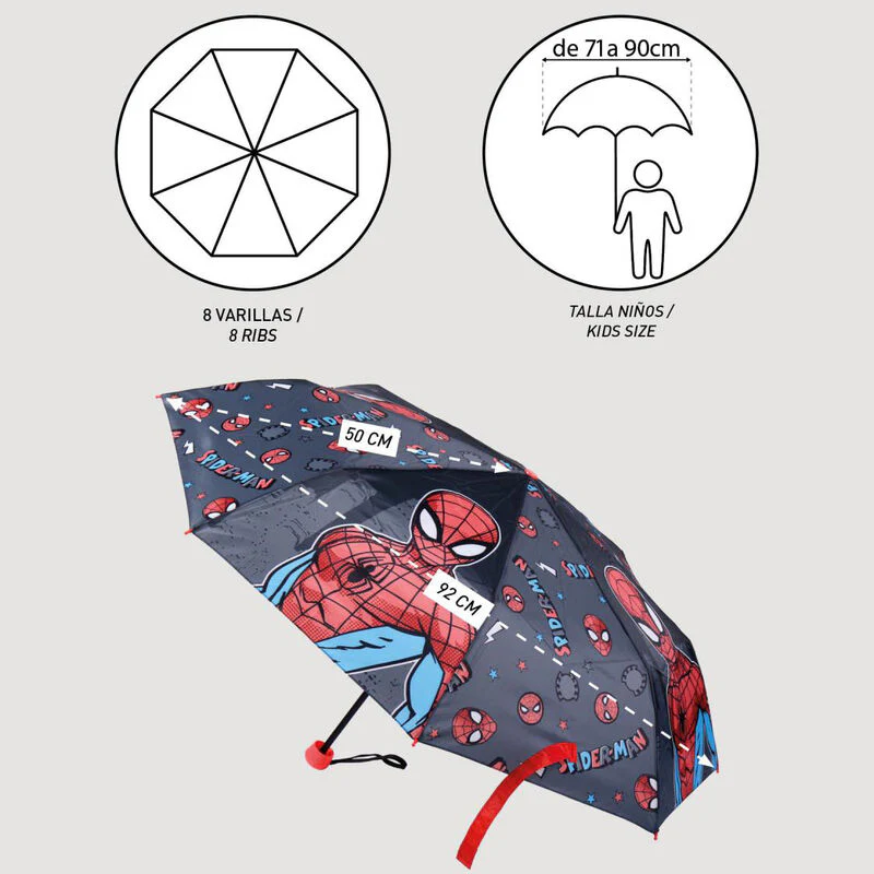 Paraguas Manual Plegable Spiderman Avengers Marvel 50Cm - Image 5