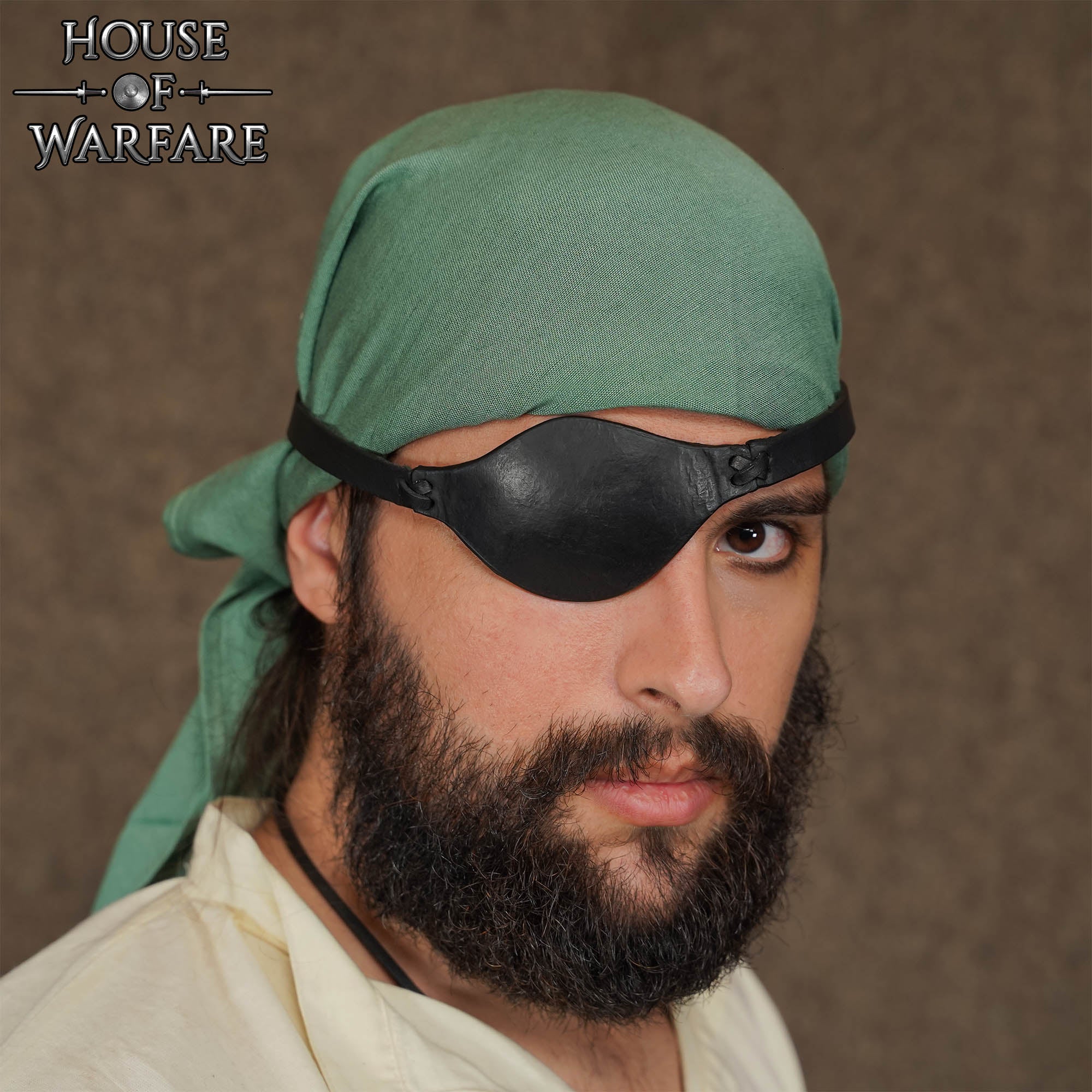 Parche Ocular Pirata de Cuero Auténtico - Cubreojos Negro Ajustable para Disfraces, Larp y Temas Piratas