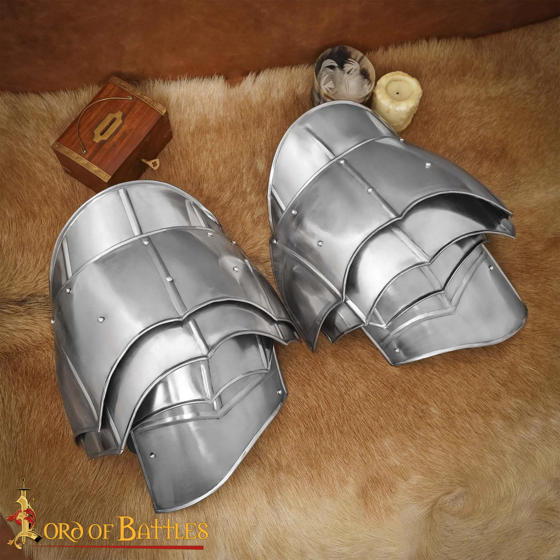 Pauldrons de Acero de Fantasía Medieval con Rompehojas
