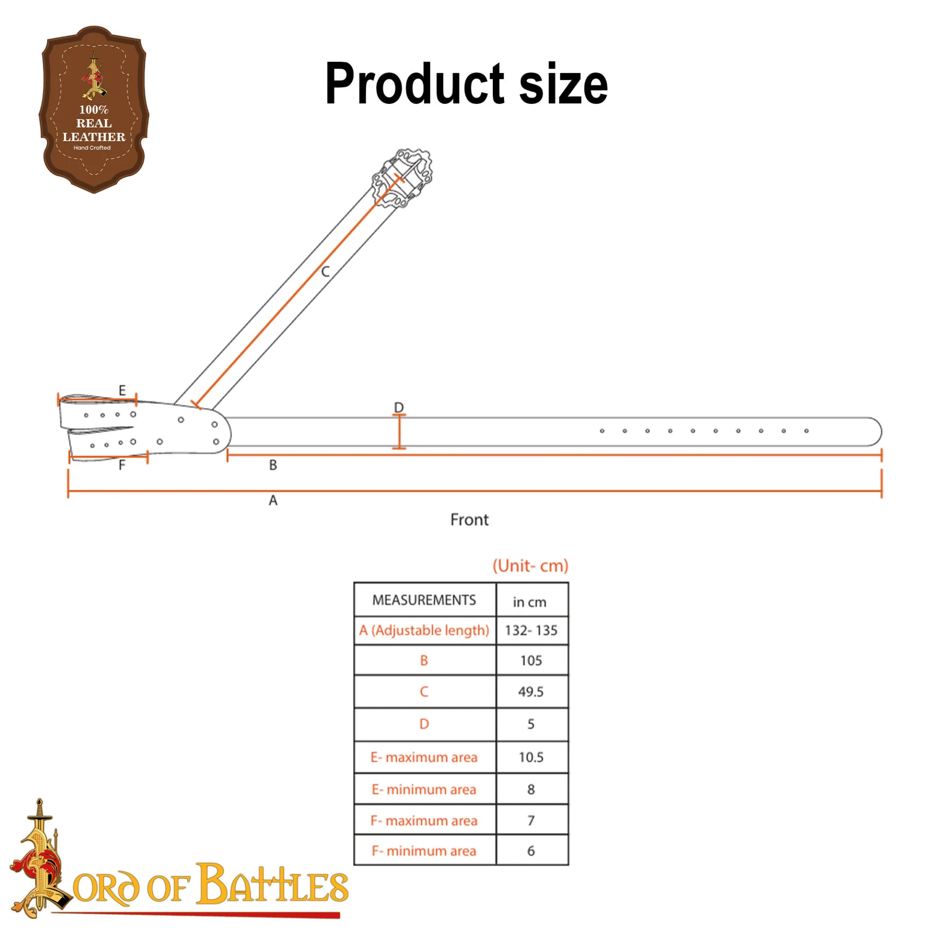 Pirate Baldric Leather Sword Belt - Cinturón de Hombro de Cuero Marrón Hecho a Mano con Hebilla de Latón - Image 12