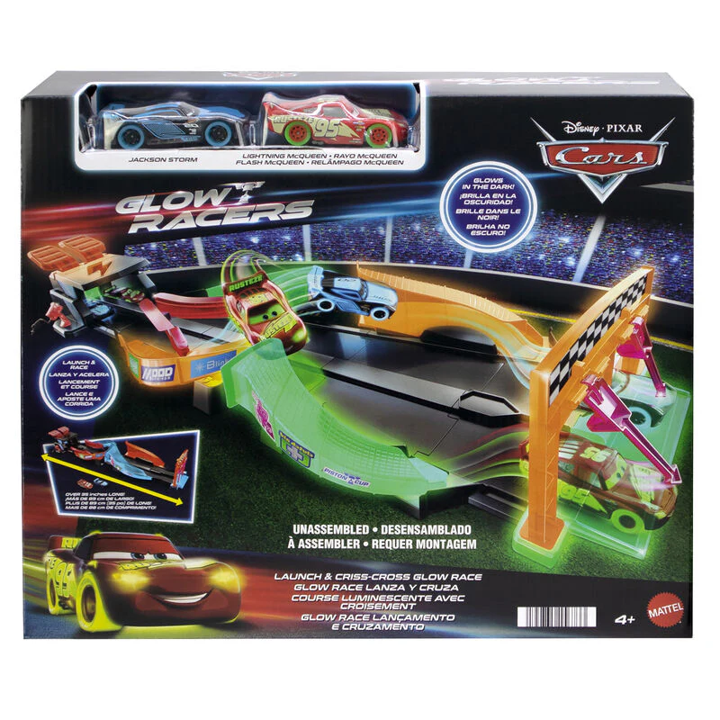 Pista Glow Race Lanza Y Cruza Cars Disney Pixar