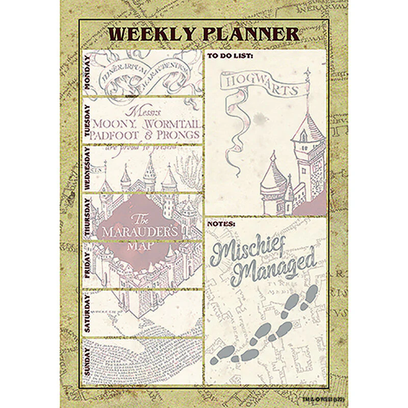 Planificador Semanal A5 Mapa Merodeador Harry Potter